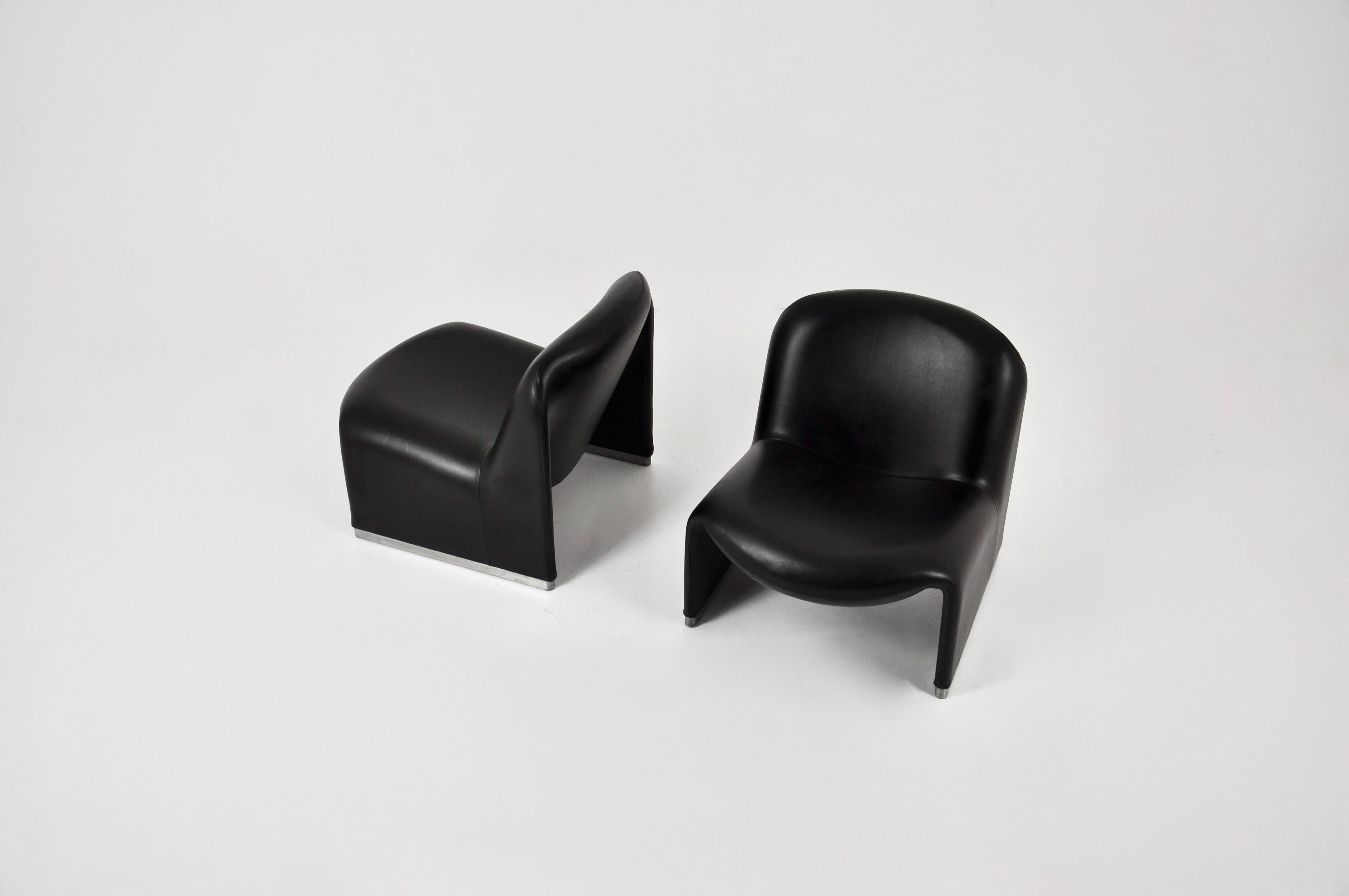 Mid-Century Modern Alky Skaï Chair by Giancarlo Piretti for Anonima Castelli, 1970s Set of 2
