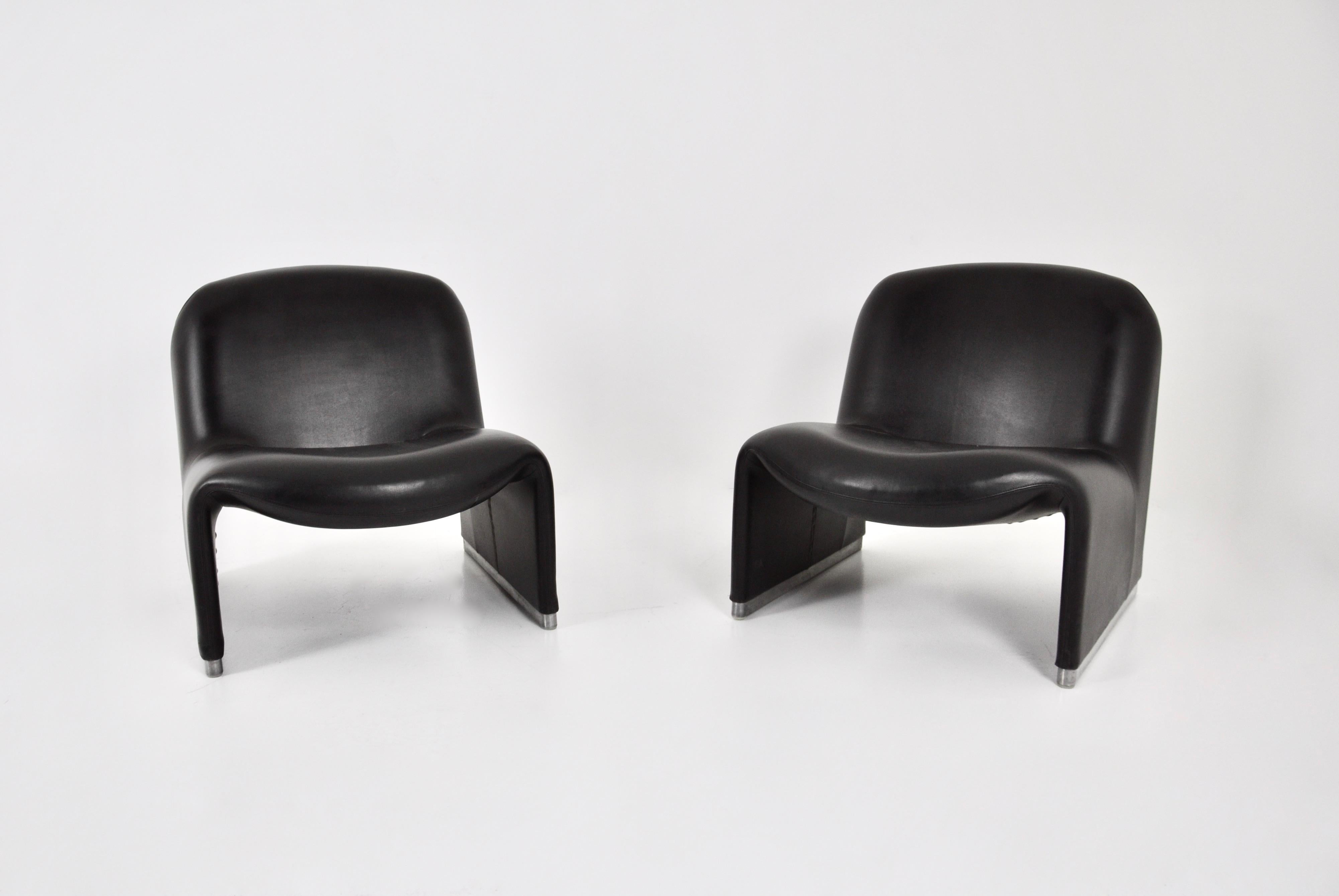 Alky Skaï Chair by Giancarlo Piretti for Anonima Castelli, 1970s Set of 2 1