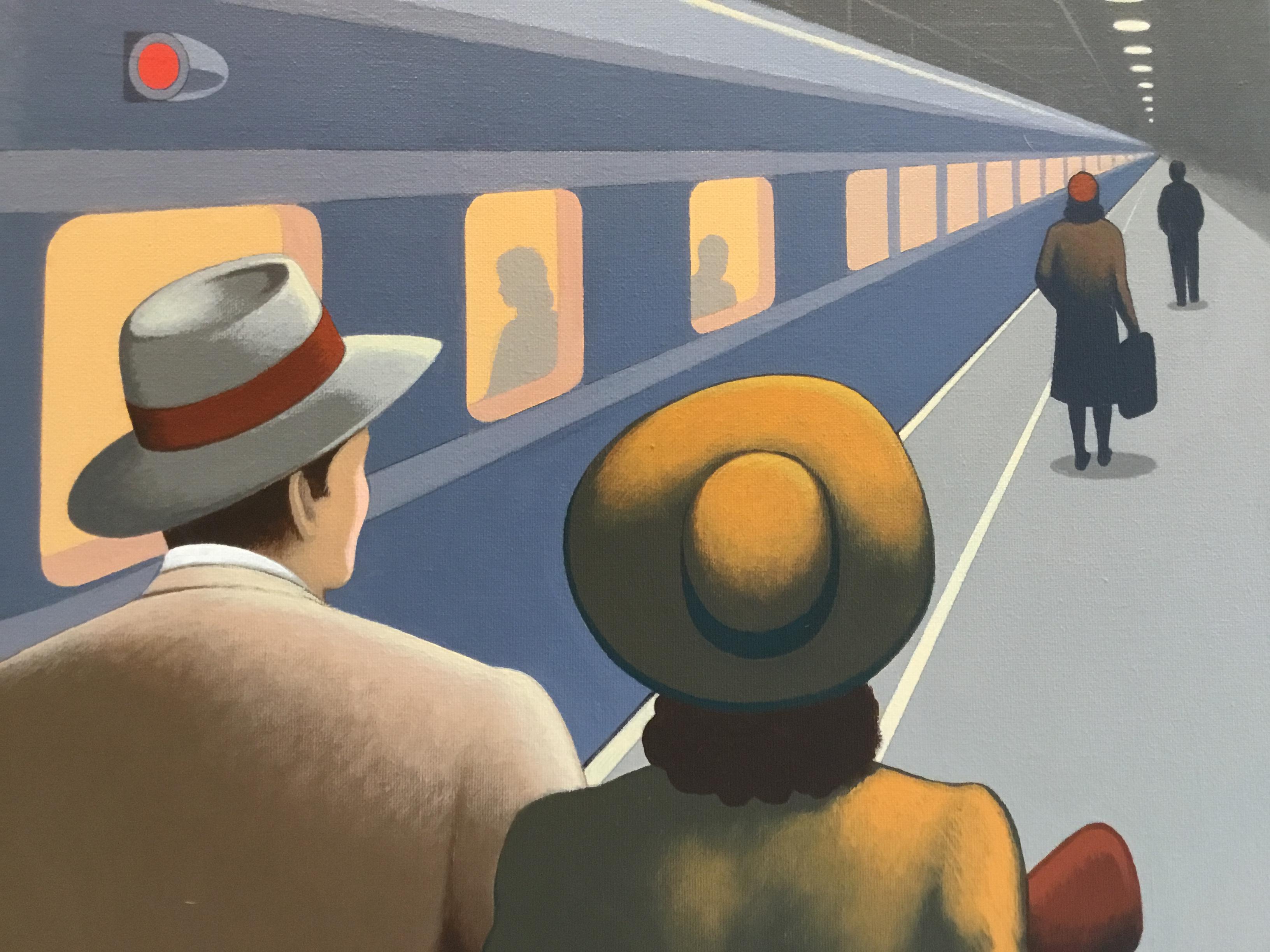 All Aboard
Original painting by Lynn Curlee
This painting was used as an illustration in trains, a picture book for older kids published by Simon & Schuster in 2009.
Mr Curlee is author/illustrator of many award winning books for