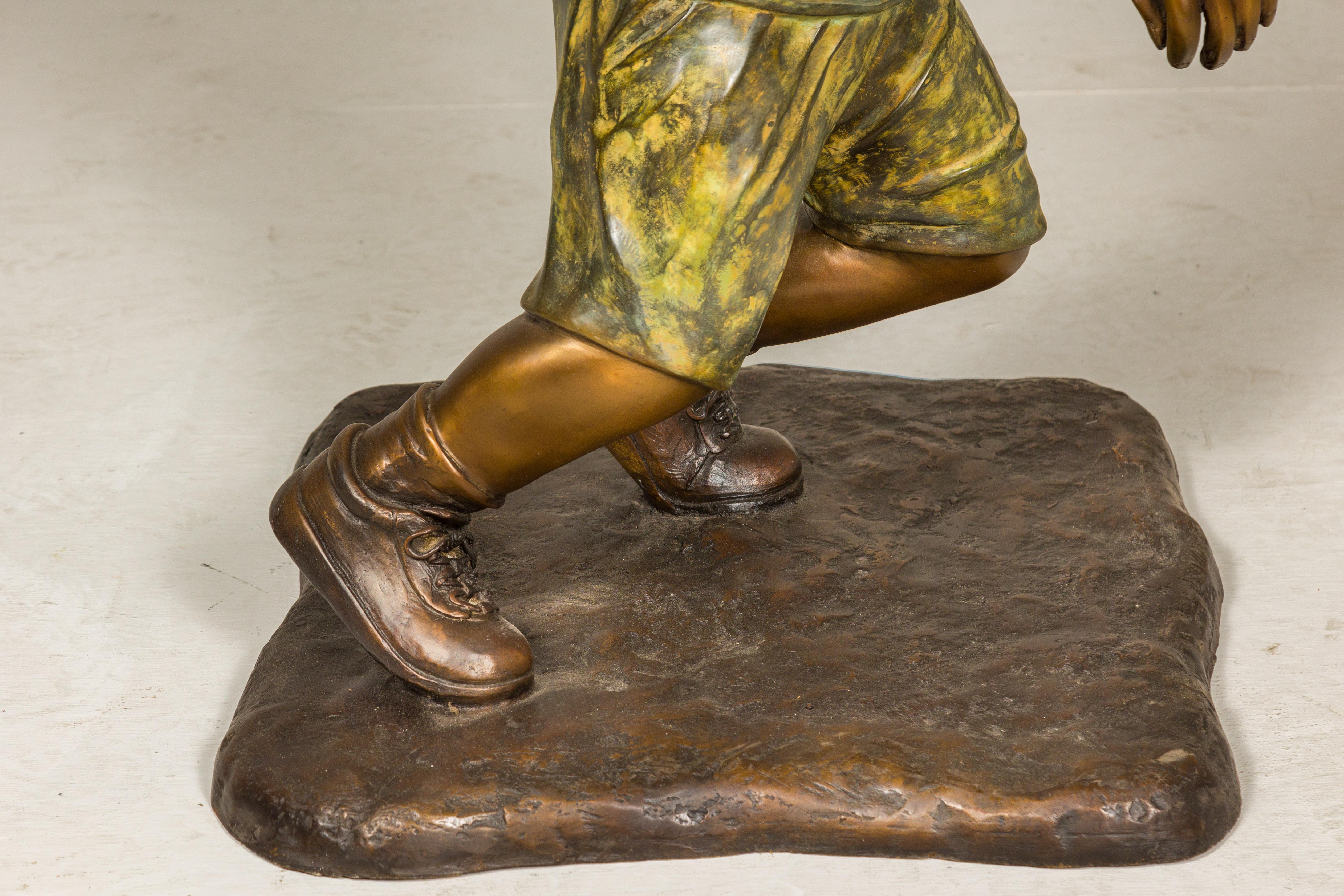 Flag Runner, Bronze Statue of a Boy Running with the Flag  For Sale 3