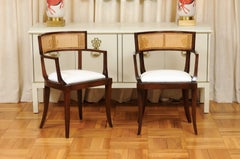 All Arm, Exquisite Restored Vintage Set of 8 Klismos Cane Dining Chairs by Baker