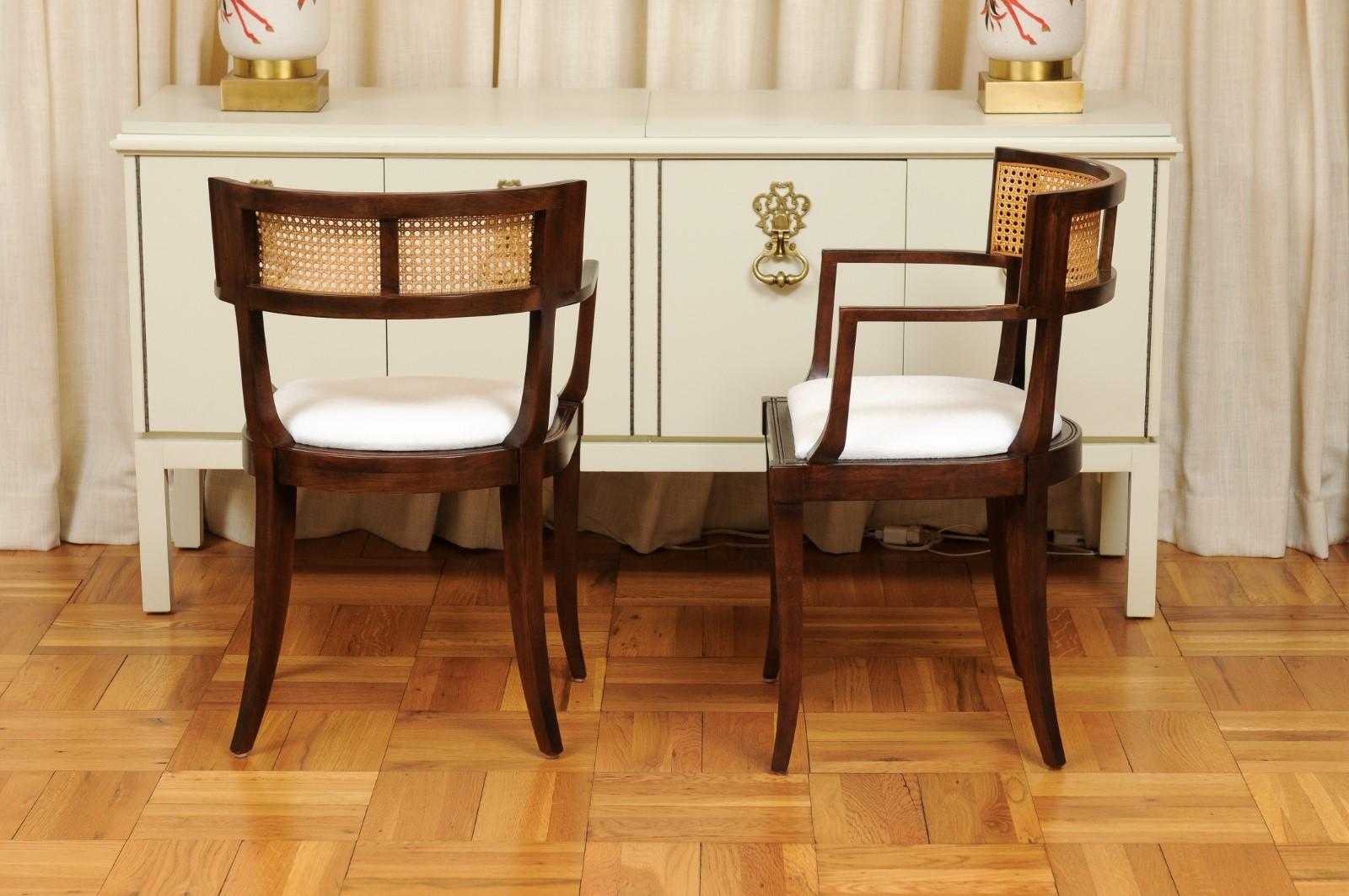 All Arm, Exquisite Set of Twelve Klismos Cane Dining Chairs by Baker, circa 1958 For Sale 2