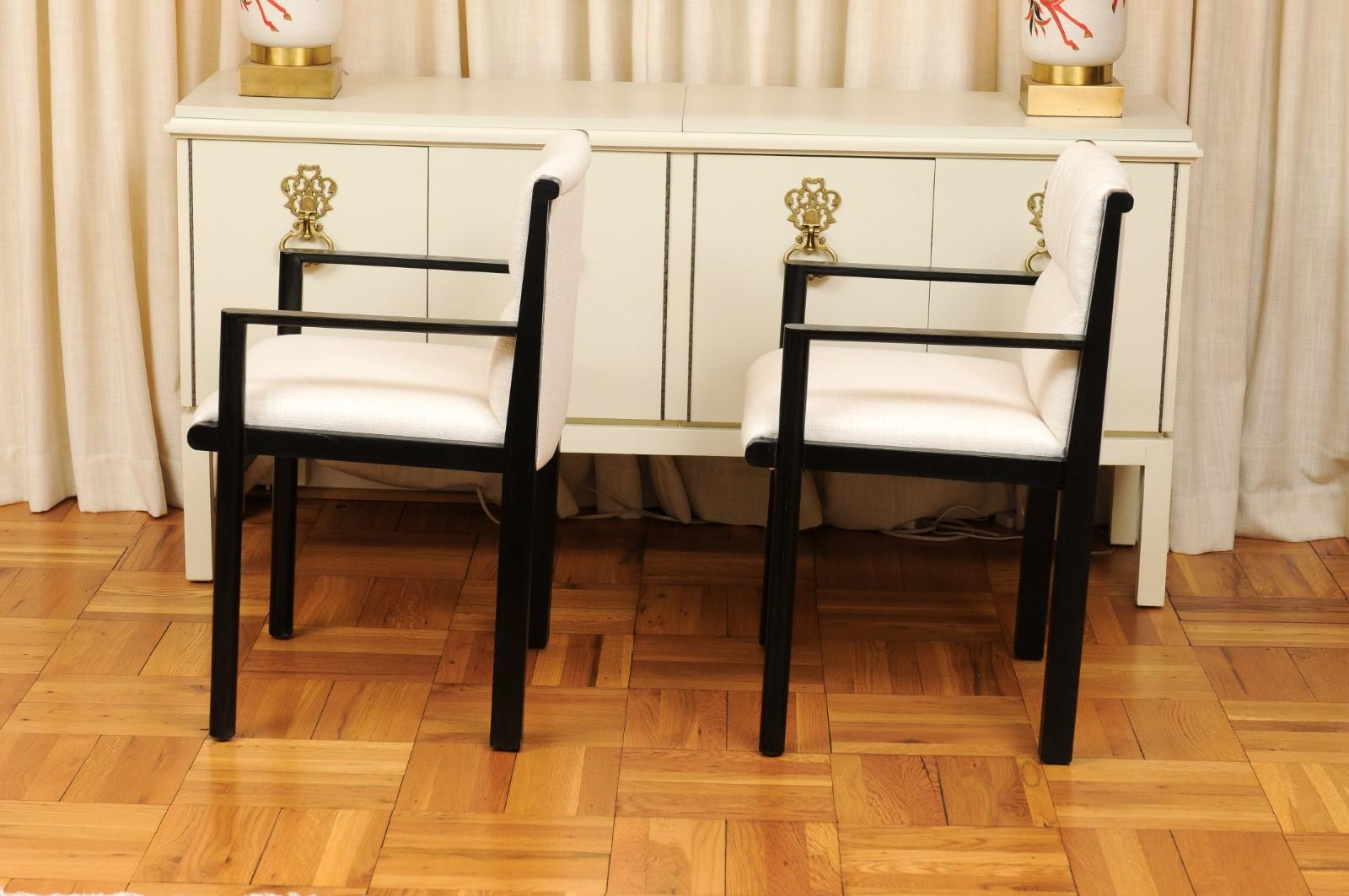 ALL ARMS- Breathtaking Set of 12 Cerused Oak Dining Chairs by John Saladino For Sale 3
