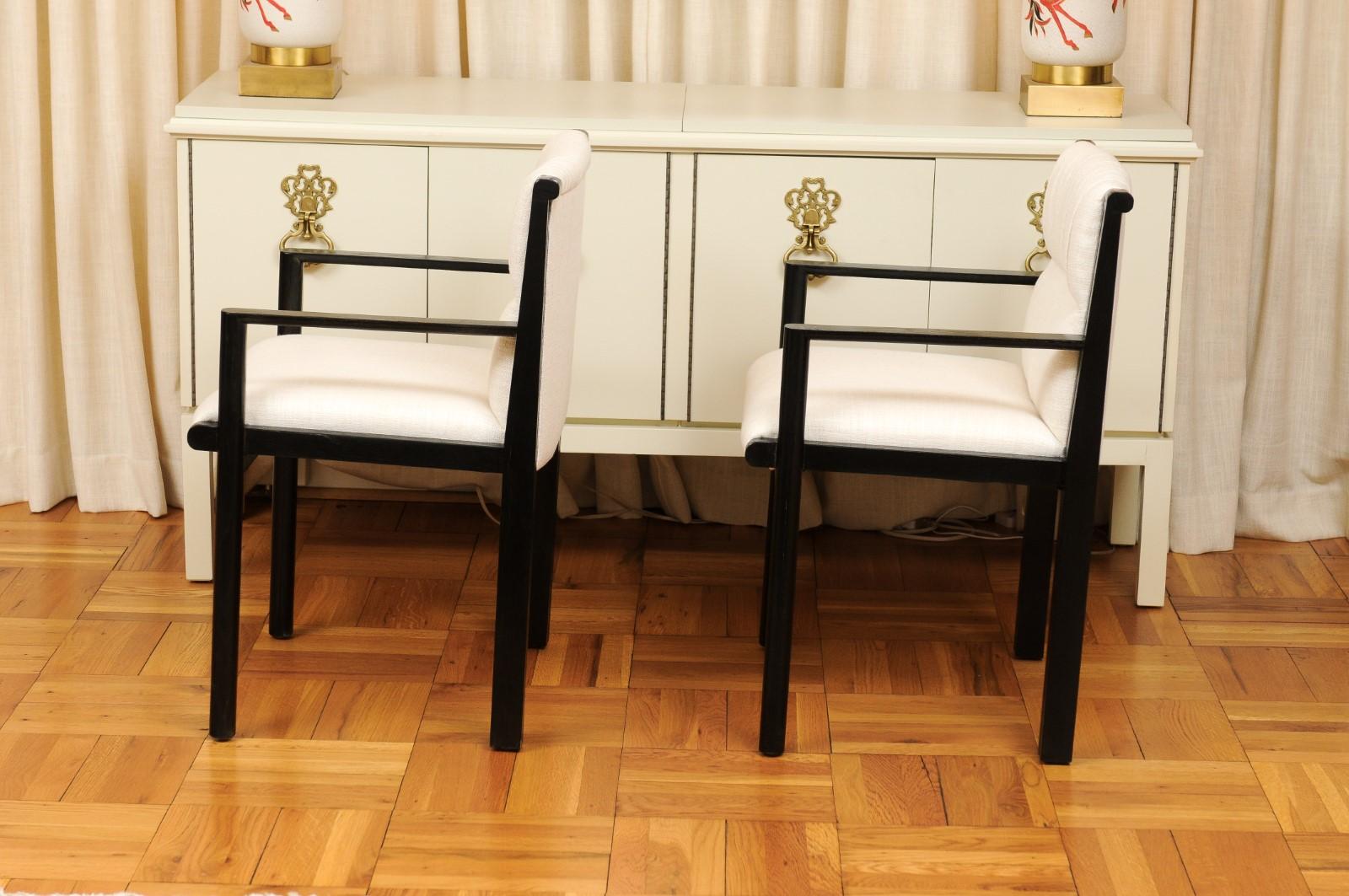 ALL ARMS- Breathtaking Set of 12 Cerused Oak Dining Chairs by John Saladino For Sale 4