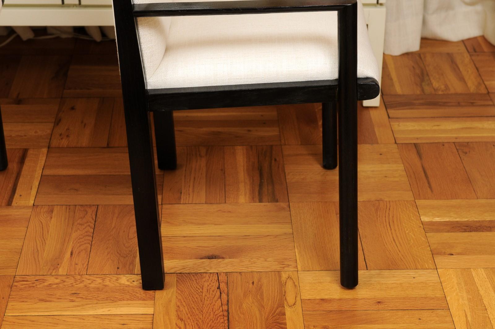 ALL ARMS- Breathtaking Set of 12 Cerused Oak Dining Chairs by John Saladino For Sale 9