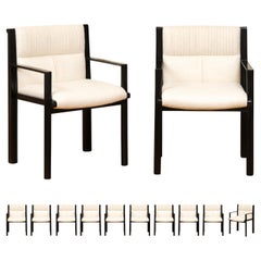 ALL ARMS- Breathtaking Set of 12 Cerused Oak Dining Chairs by John Saladino