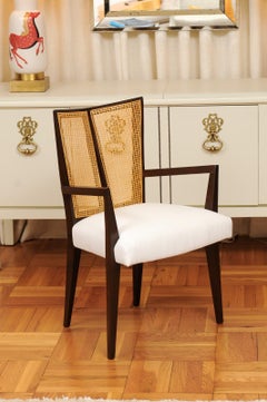 All Arms, Breathtaking Set of 12 Modern V-Back Cane Arm Chairs by Michael Taylor