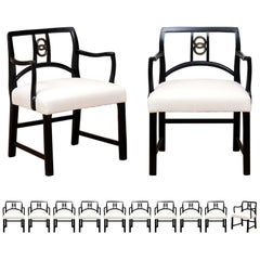 Vintage All Arms, Chic Set of 12 Dining Chairs by Michael Taylor for Baker, circa 1960
