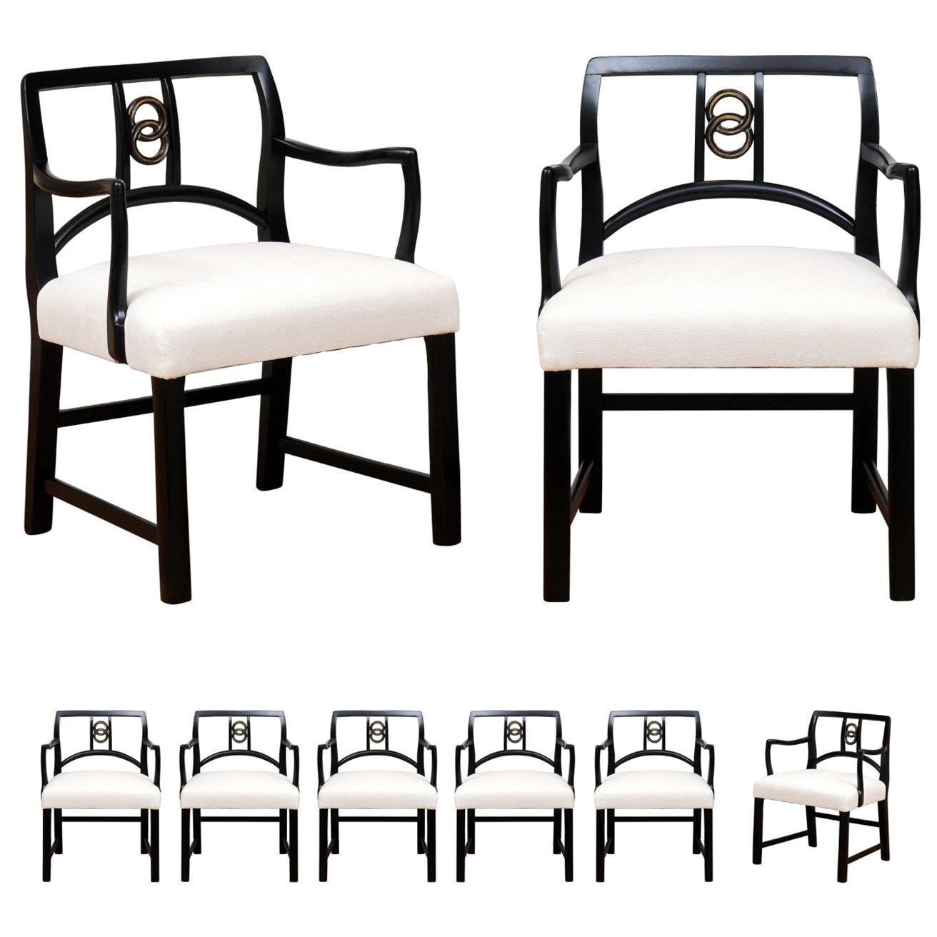 All Arms - Chic Set of 8 Dining Chairs by Michael Taylor for Baker, circa 1960