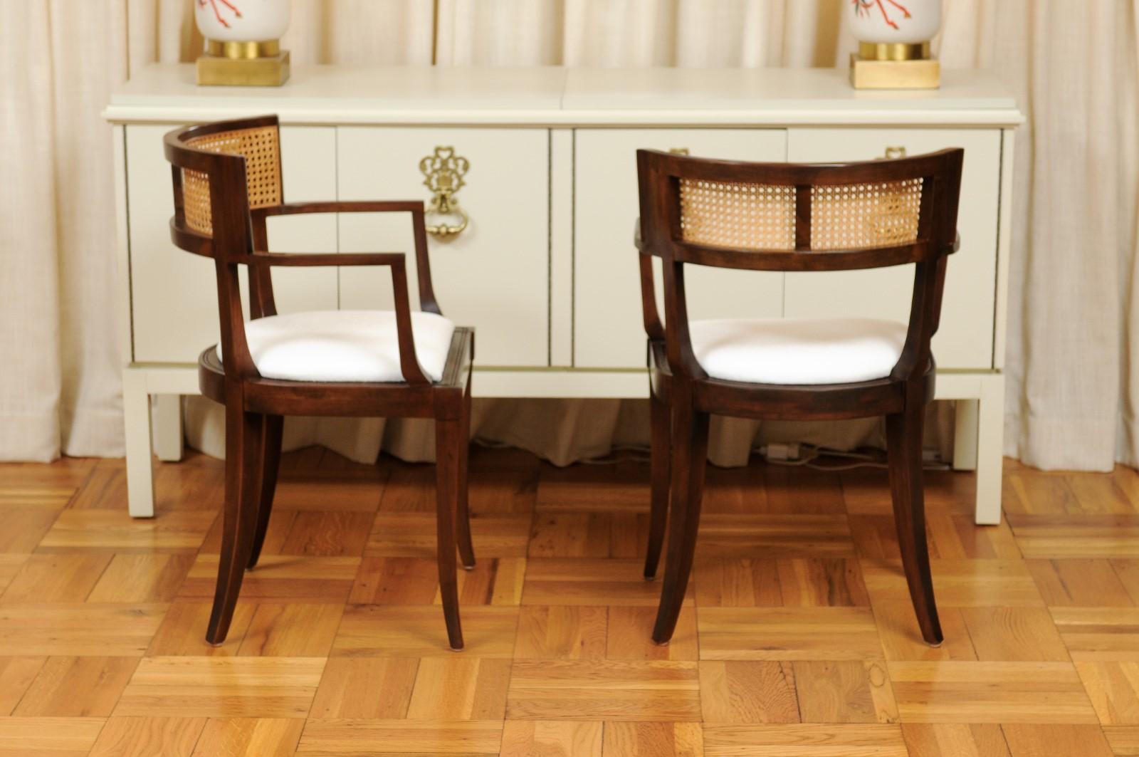 All Arms, Exquisite Set of 20 Klismos Cane Dining Chairs by Baker, circa 1958 For Sale 2