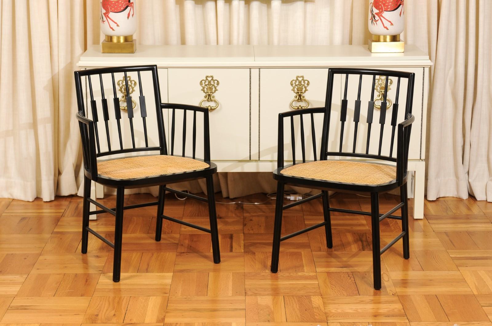 All Arms-Sterling Set of 14 Modern Windsor Cane Chairs by Michael Taylor For Sale 9