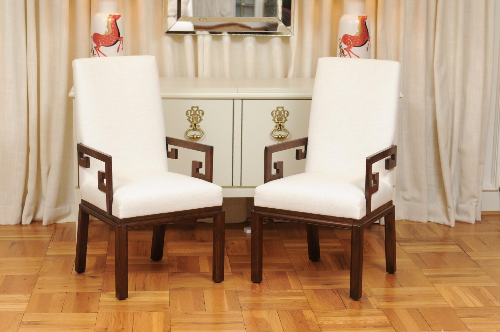 All Arms, Sublime Set of 12 Greek Key Chairs by Michael Taylor, circa 1970 For Sale 8