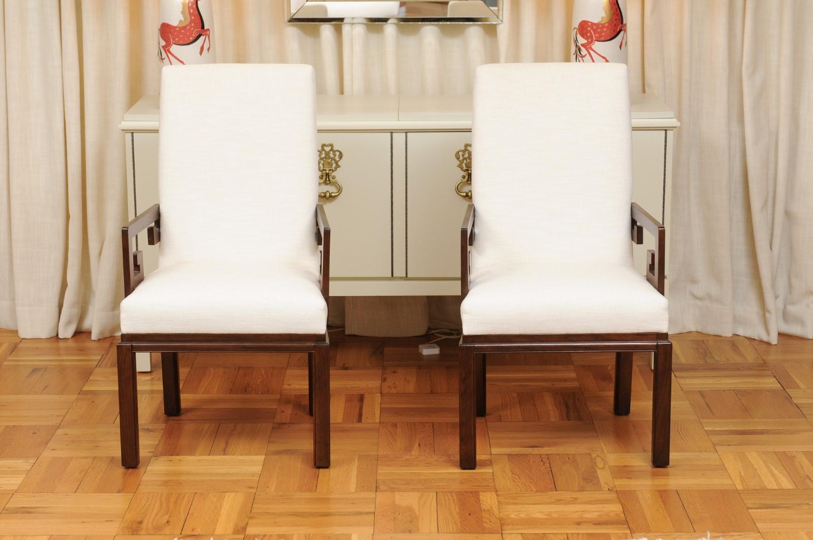 North American All Arms, Sublime Set of 12 Greek Key Chairs by Michael Taylor, circa 1970 For Sale