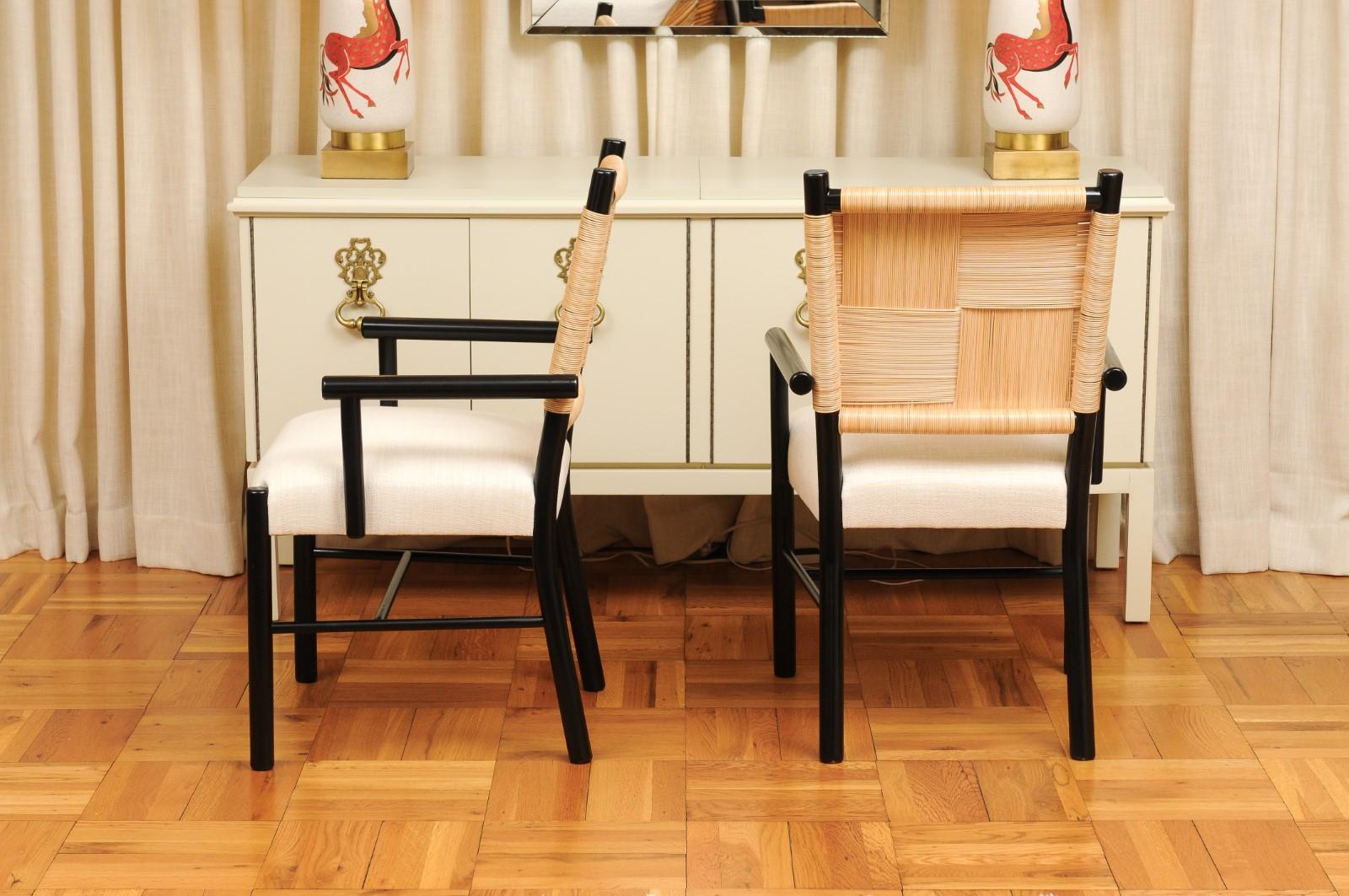 All Arms- Sublime Set of 14 Cane Back Dining Chairs by John Hutton for Donghia For Sale 6