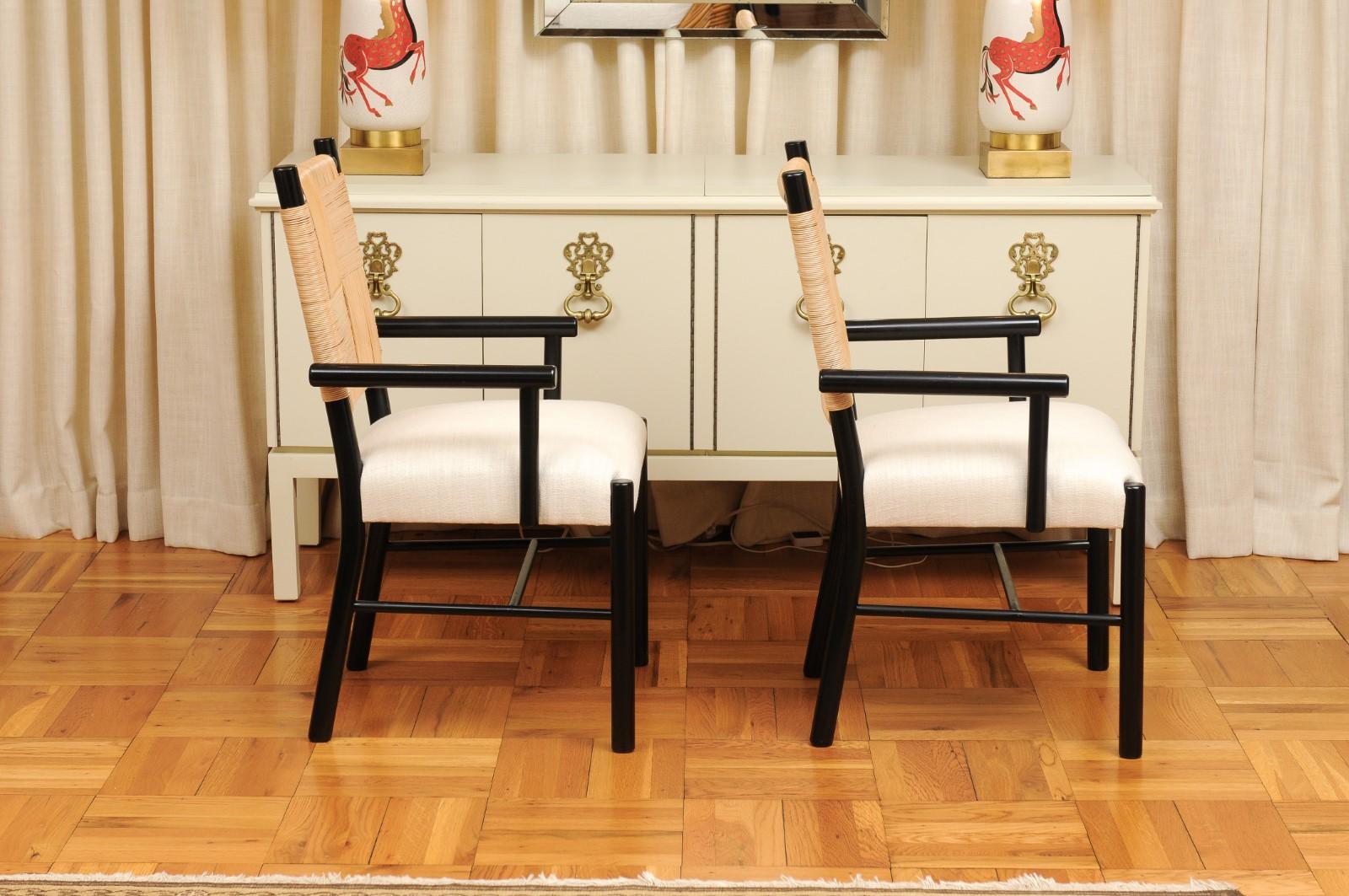 All Arms- Sublime Set of 14 Cane Back Dining Chairs by John Hutton for Donghia For Sale 3