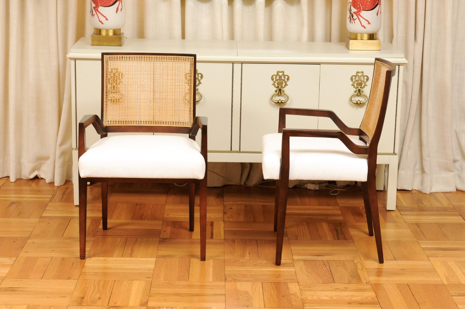All Arms, Unrivaled Set of 12 Cane Dining Chairs by Michael Taylor, circa 1960 For Sale 5