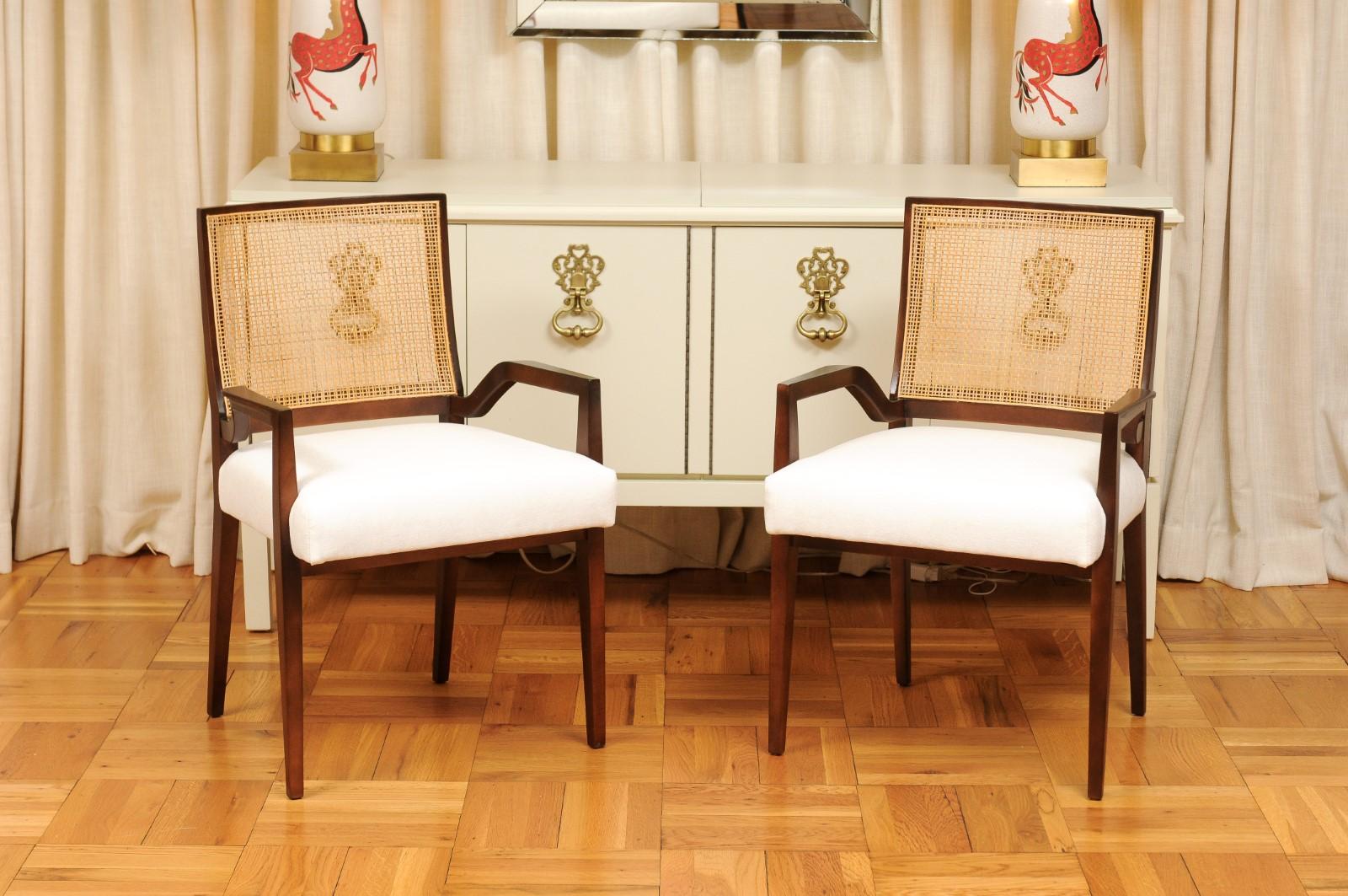 Set di 12 sedie da pranzo in canna di Michael Taylor, circa 1960. in vendita 12
