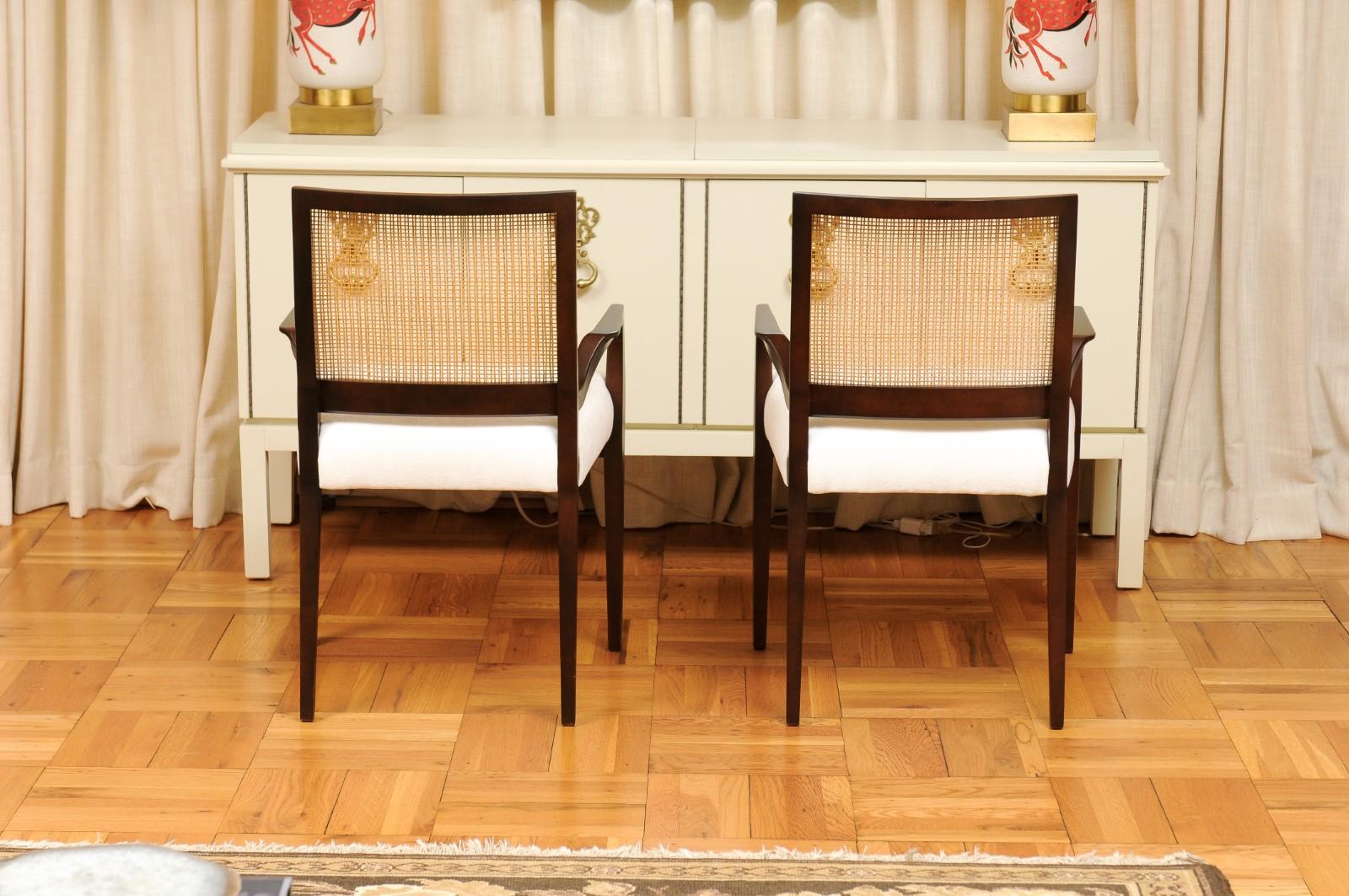 All Arms, Unrivaled Set of 12 Cane Dining Chairs by Michael Taylor, circa 1960 For Sale 2