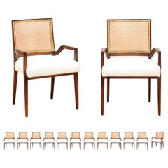 All Arms, Unrivaled Set of 14 Cane Dining Chairs by Michael Taylor, circa 1960