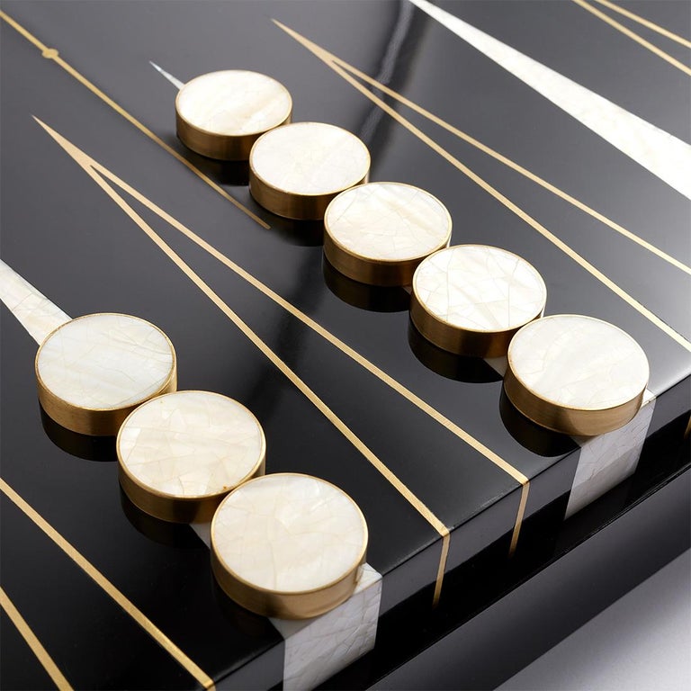 Brass All Black Backgammon For Sale