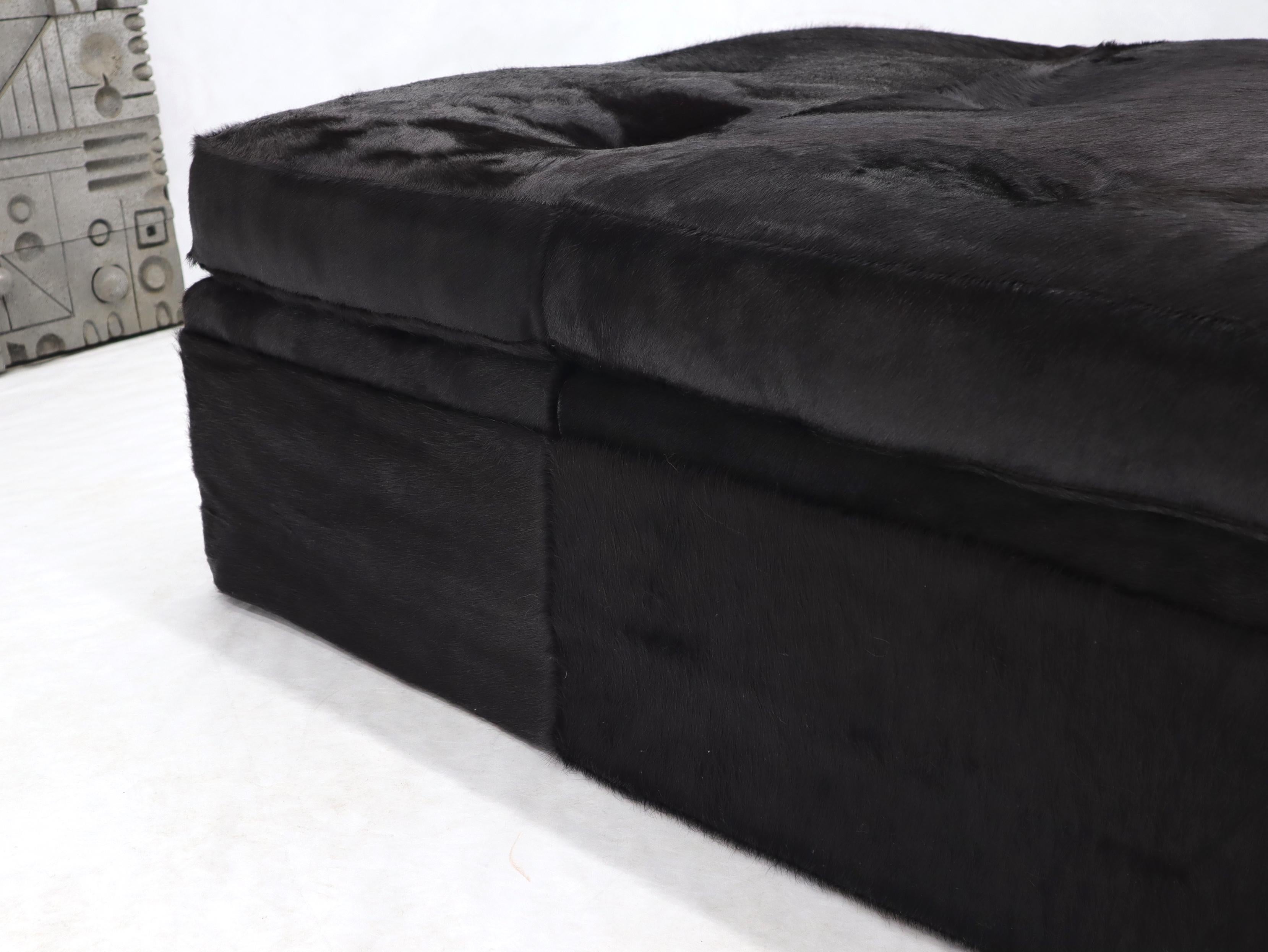 All Black Cowhide Fur Upholstery Custom Daybed Large Bench For Sale 4