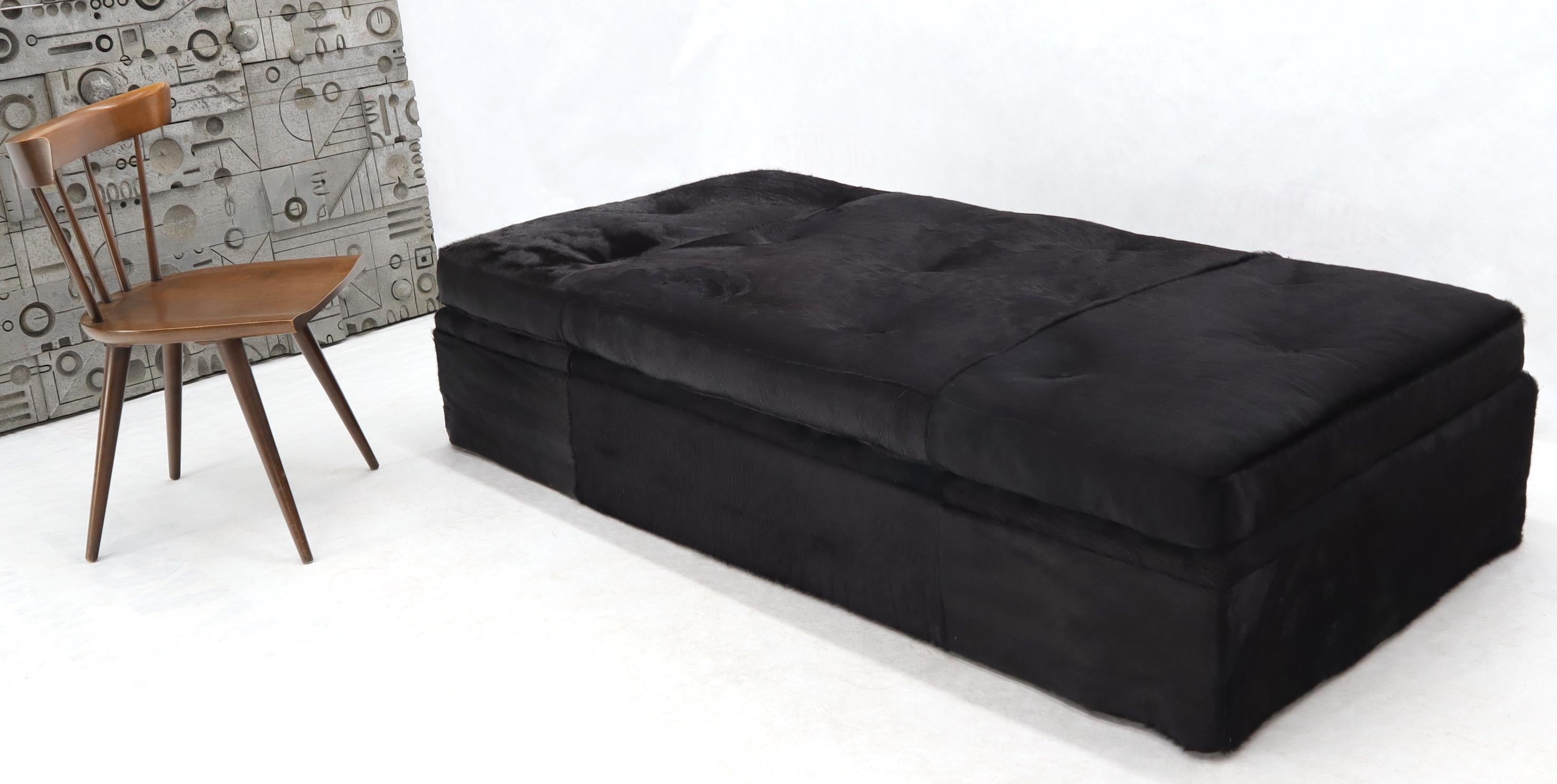 Stylish custom made all black cowhide upholstery sofa daybed.