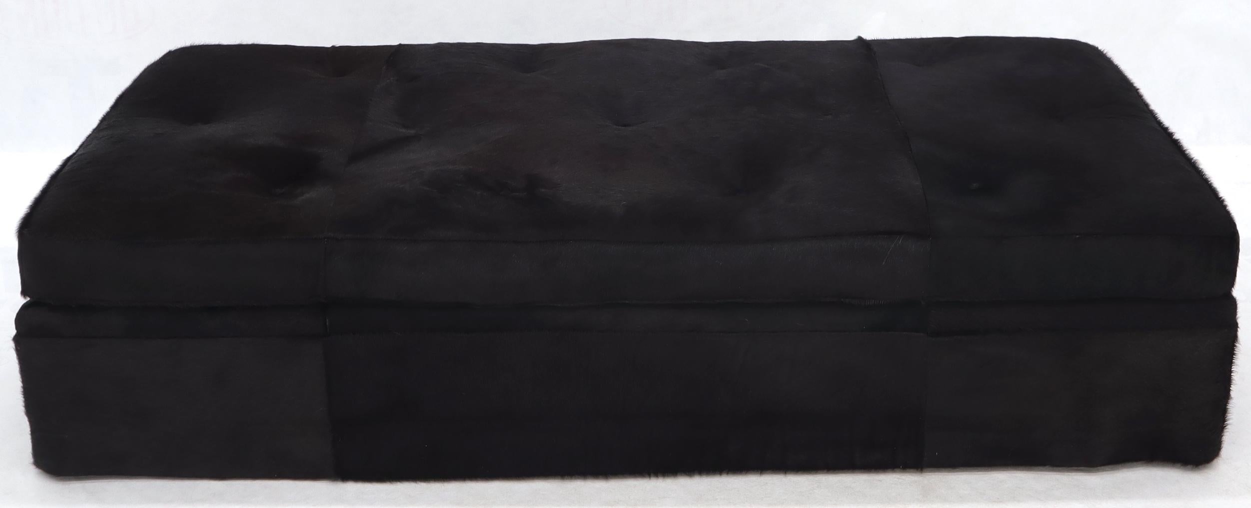 American All Black Cowhide Fur Upholstery Custom Daybed Large Bench For Sale