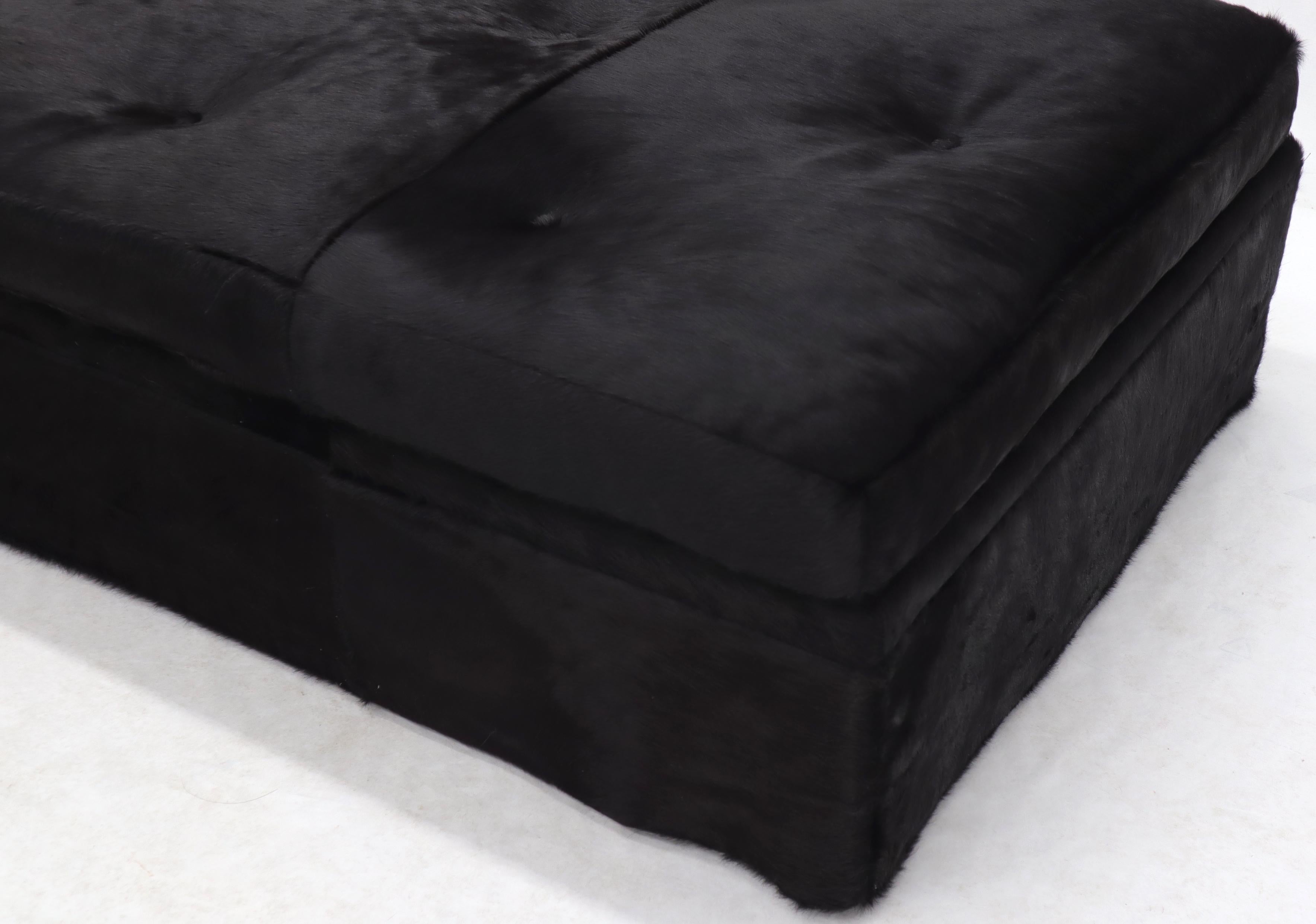 All Black Cowhide Fur Upholstery Custom Daybed Large Bench For Sale 1