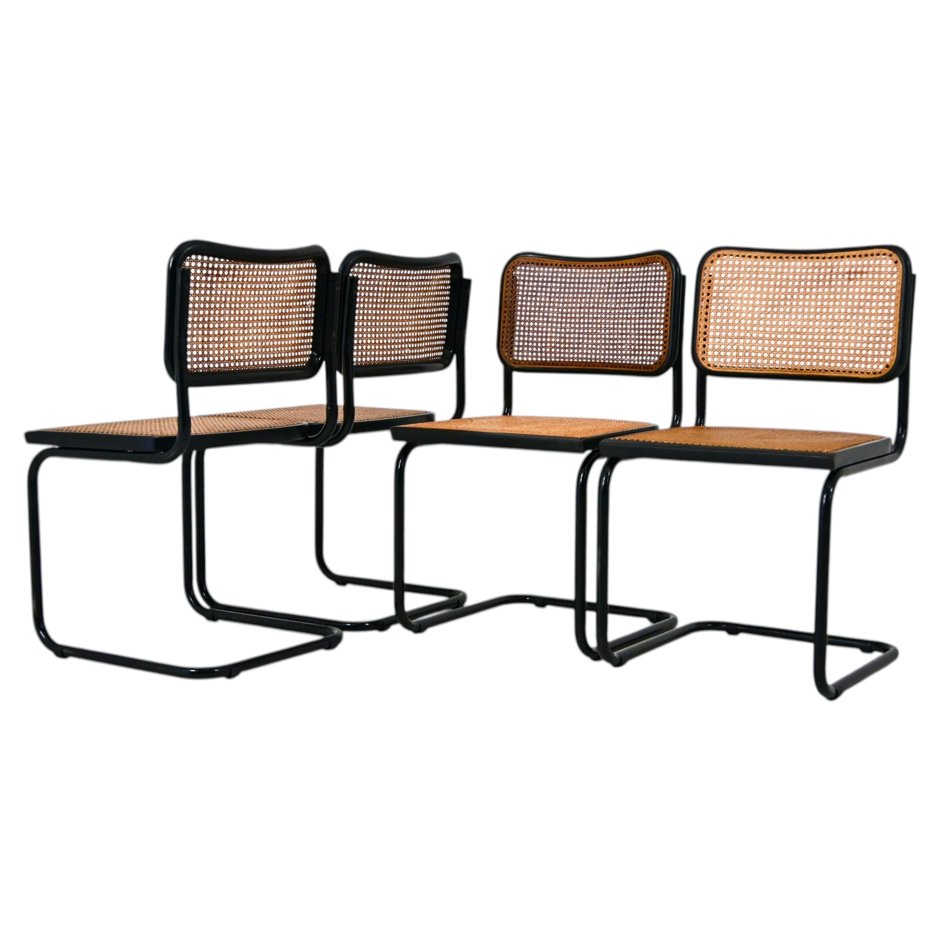 All Black Dining Chairs Style B32 by Marcel Breuer Set of 4