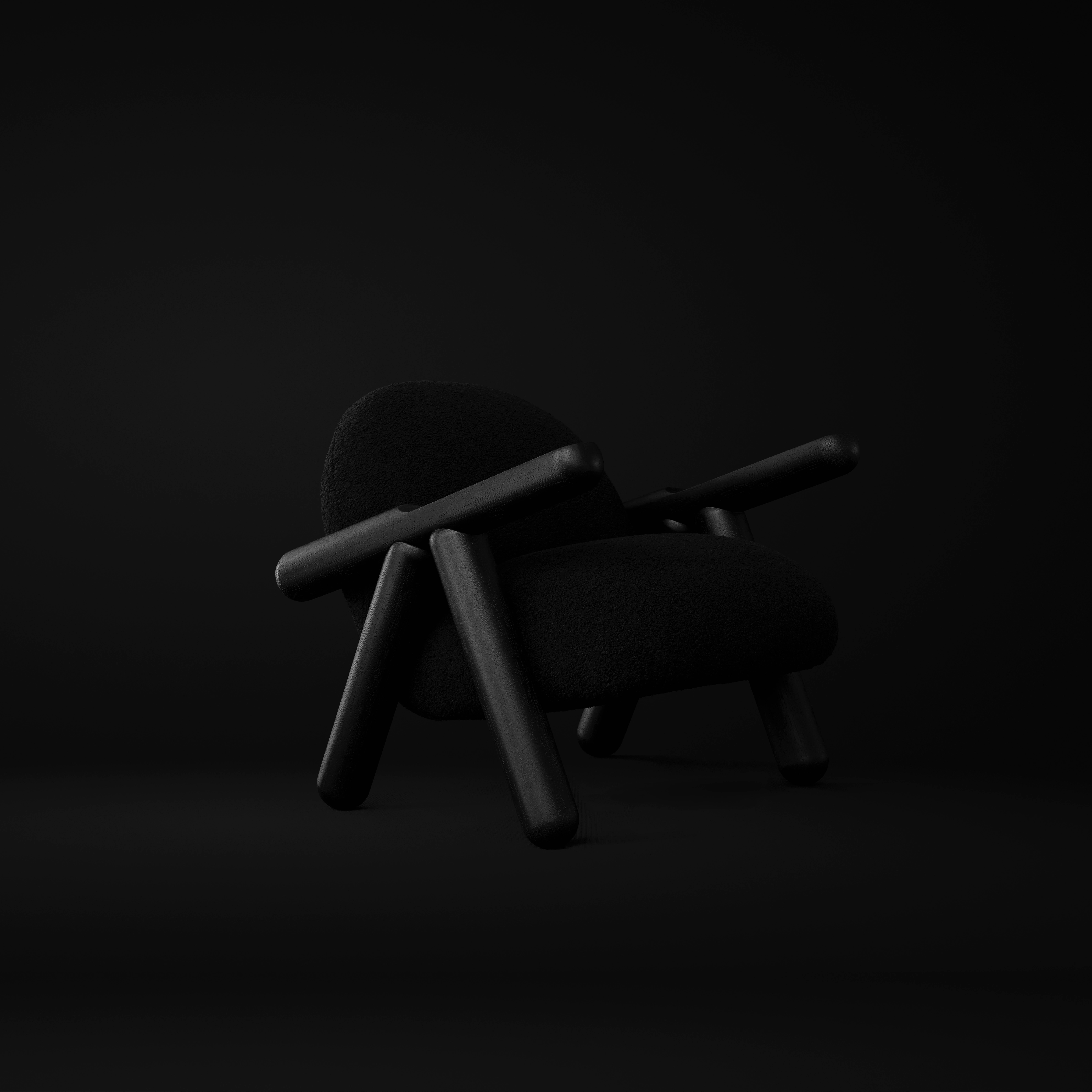 All Black Fartura Armchair in Neotenic Style by Tiago Curioni For Sale 11
