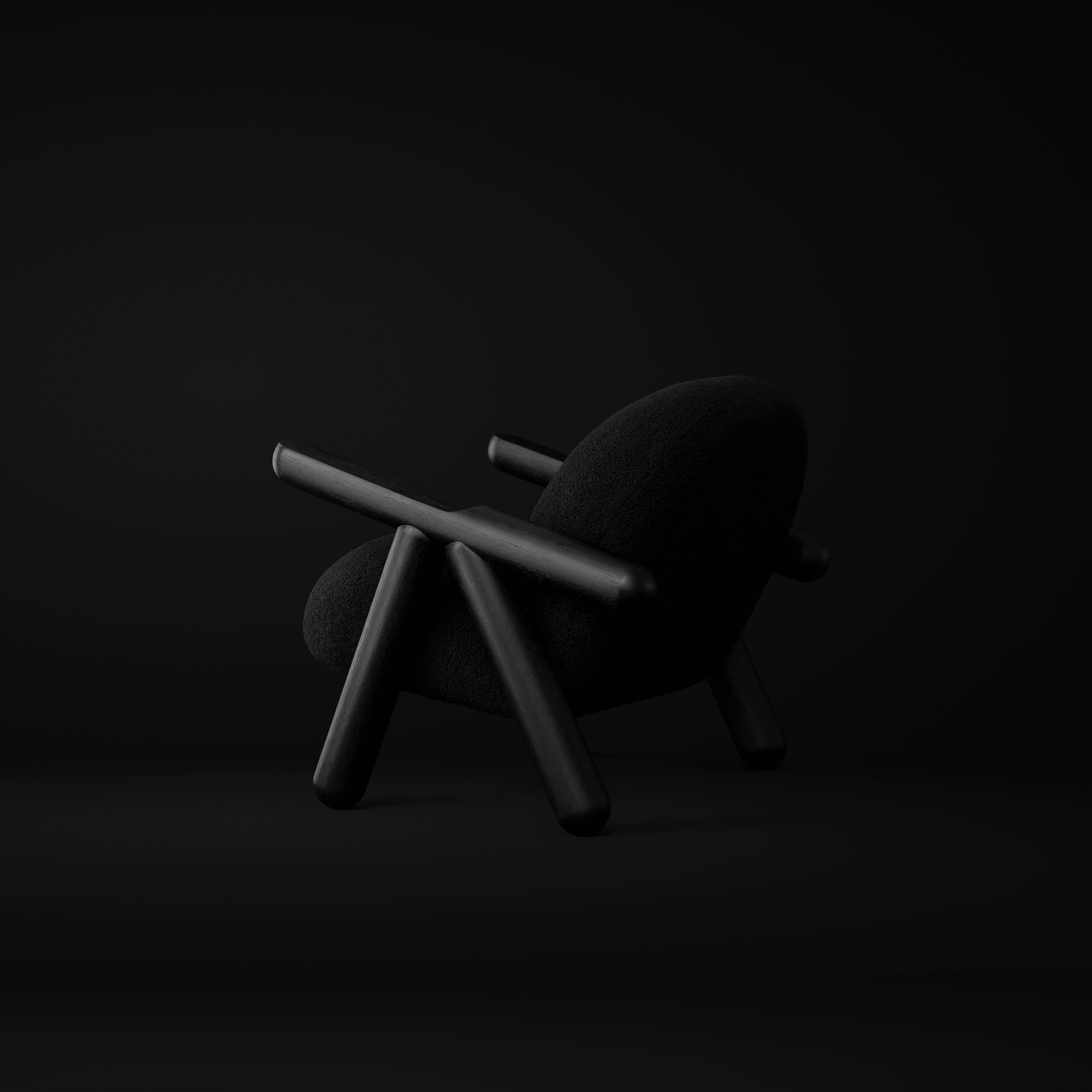 All Black Fartura Armchair in Neotenic Style by Tiago Curioni For Sale 12