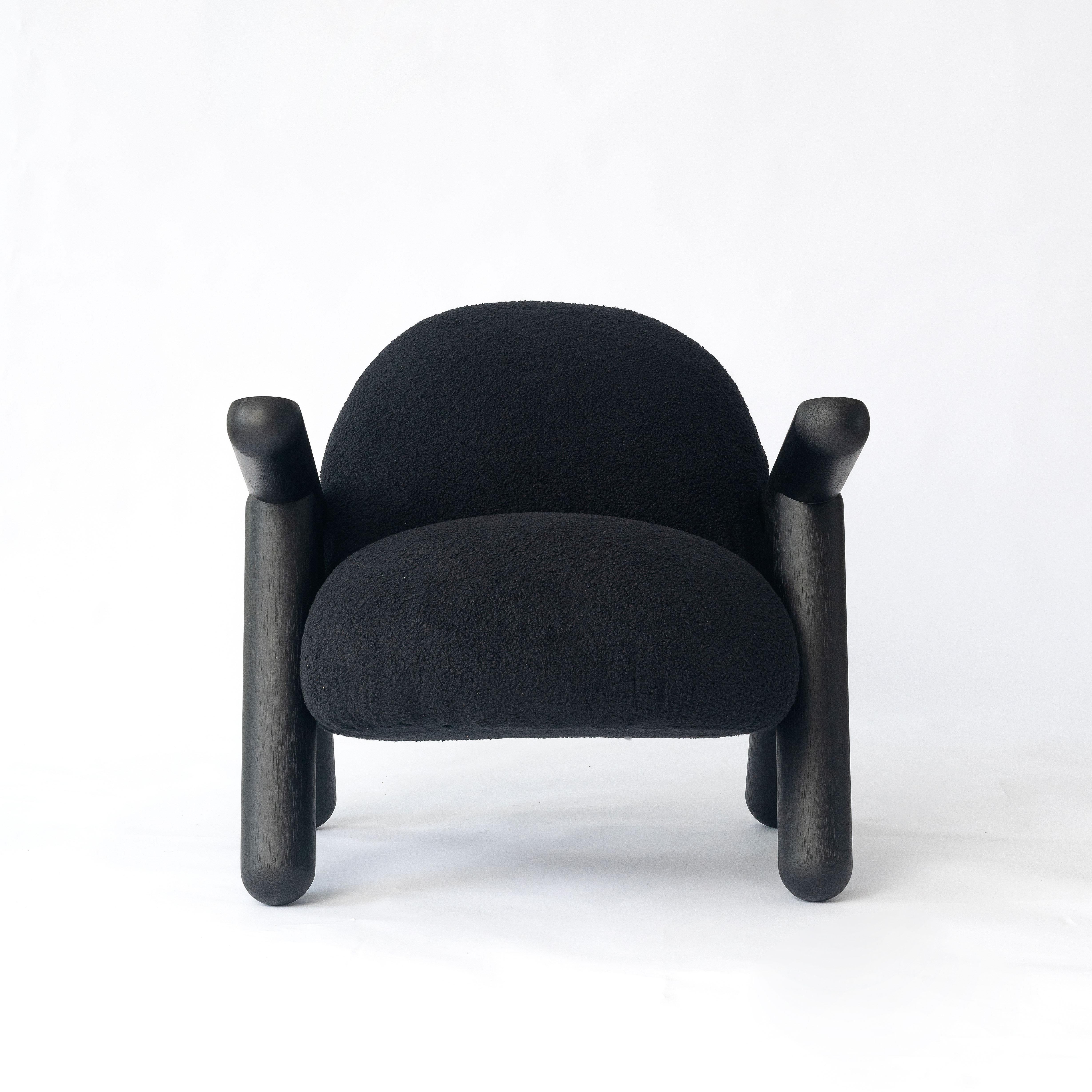 Brazilian All Black Fartura Armchair in Neotenic Style by Tiago Curioni For Sale