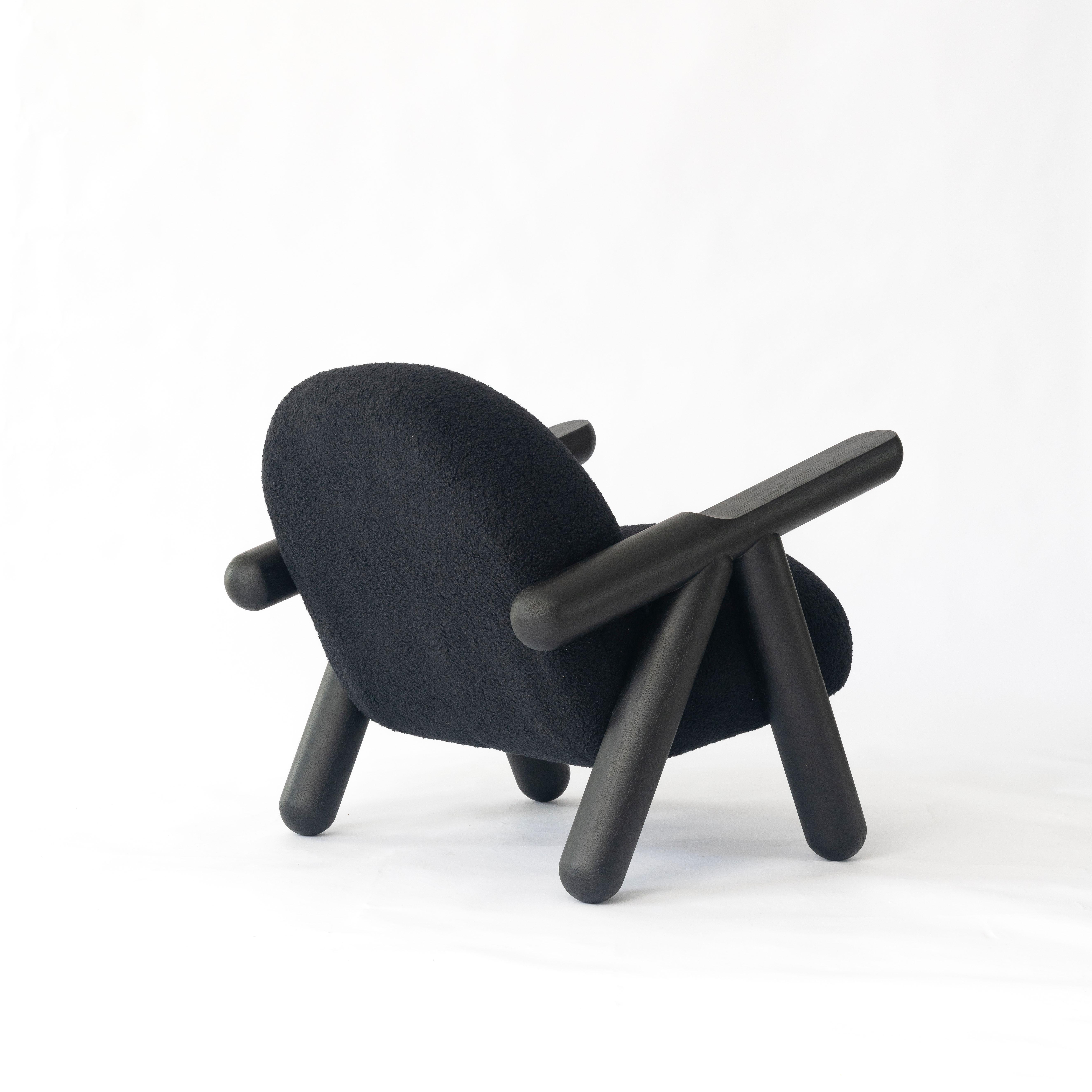 Contemporary All Black Fartura Armchair in Neotenic Style by Tiago Curioni For Sale