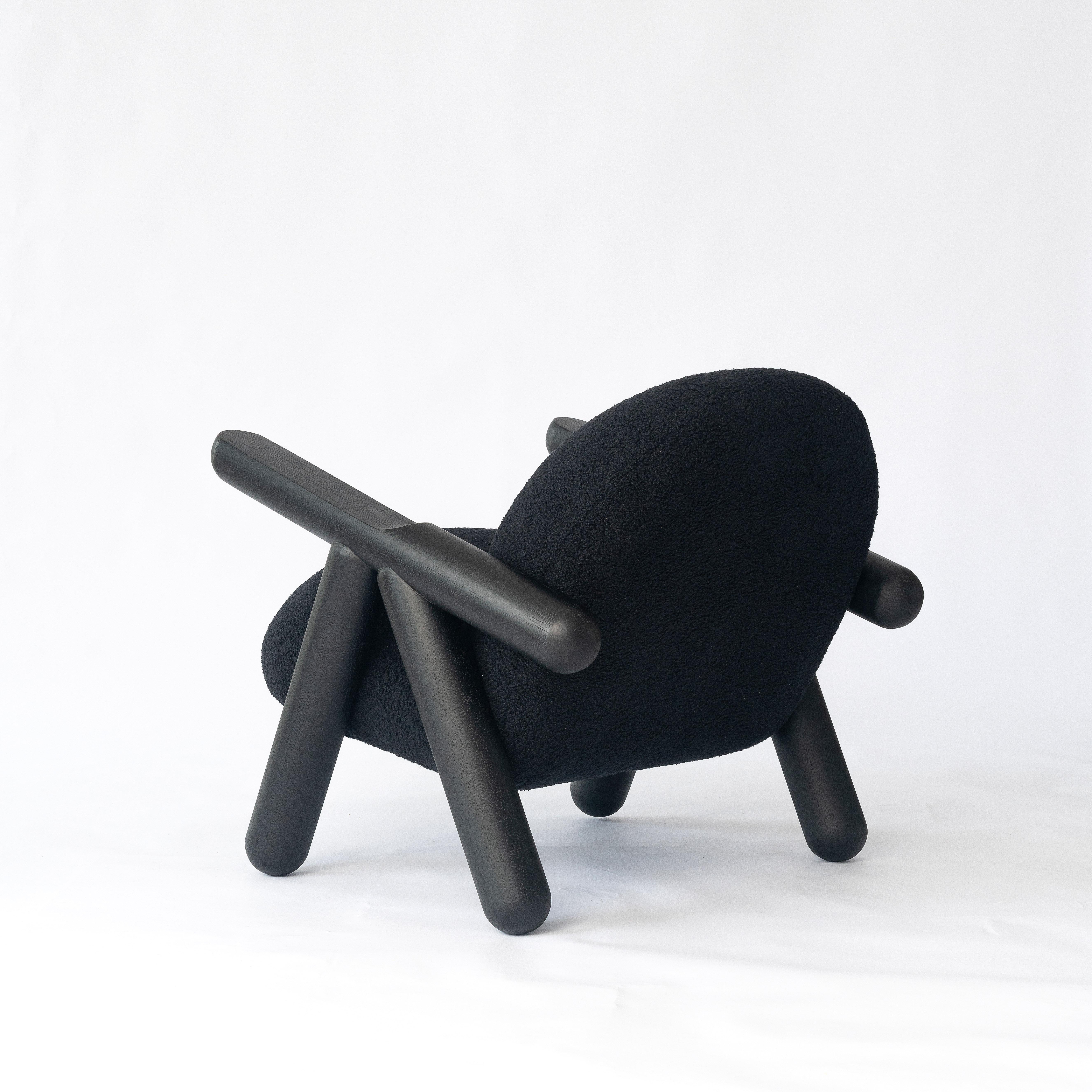 Fur All Black Fartura Armchair in Neotenic Style by Tiago Curioni For Sale