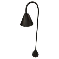 All Black Leather Floor Lamp By Valenti, Spain, Mid Century