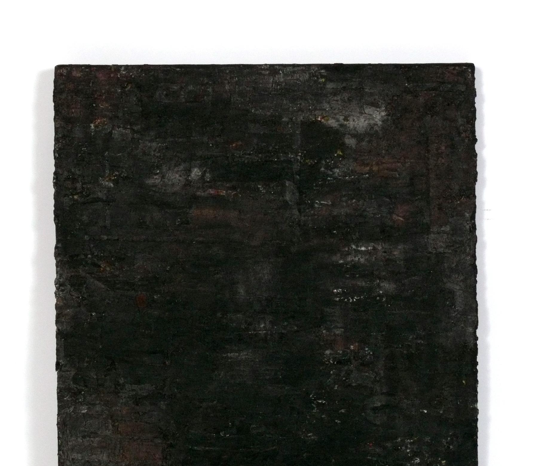 Mid-Century Modern All Black Textural Abstract Painting, circa 1960s, Vertical or Horizonta For Sale
