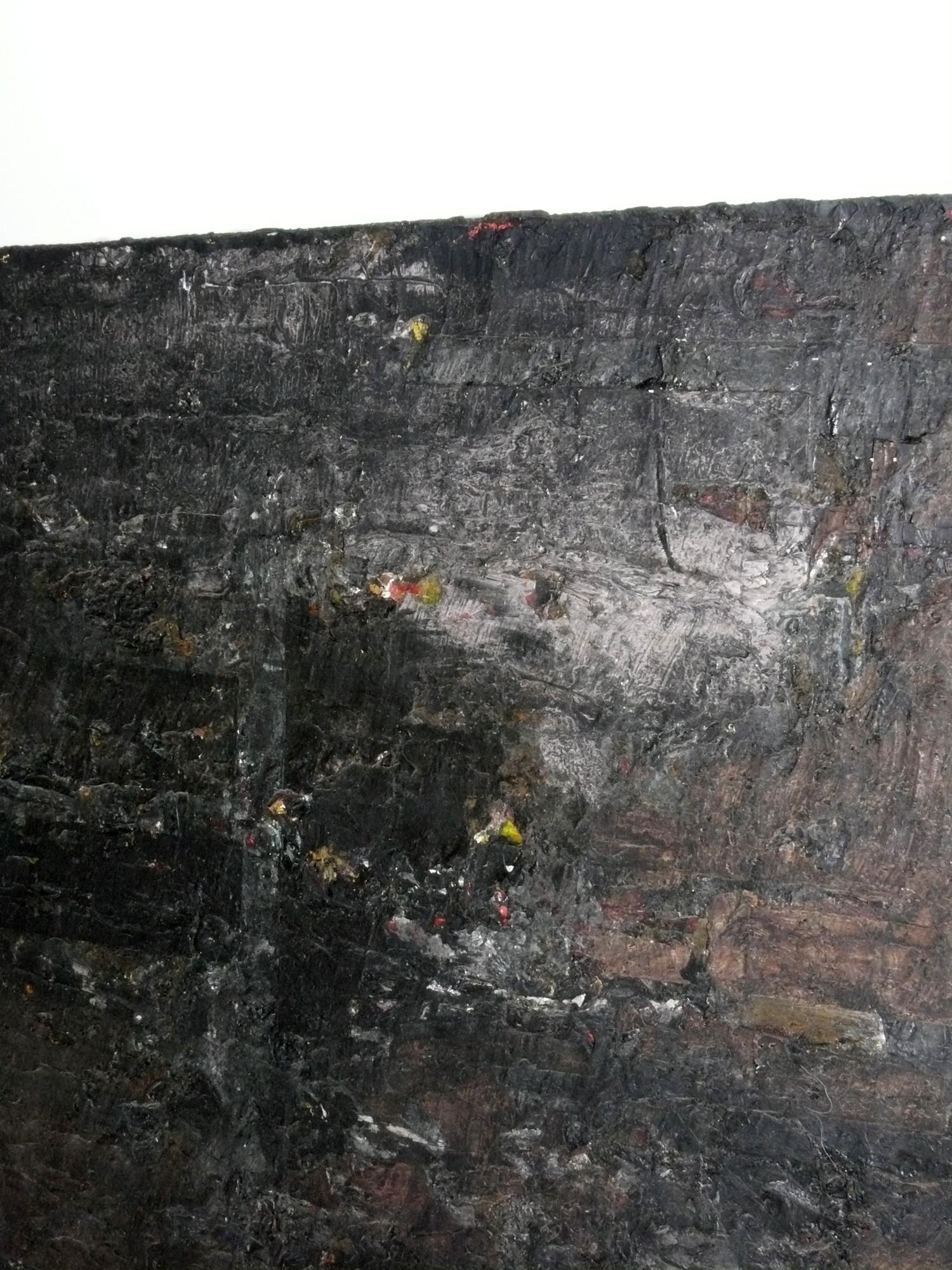 All Black Textural Abstract Painting, circa 1960s, Vertical or Horizonta In Good Condition For Sale In Atlanta, GA
