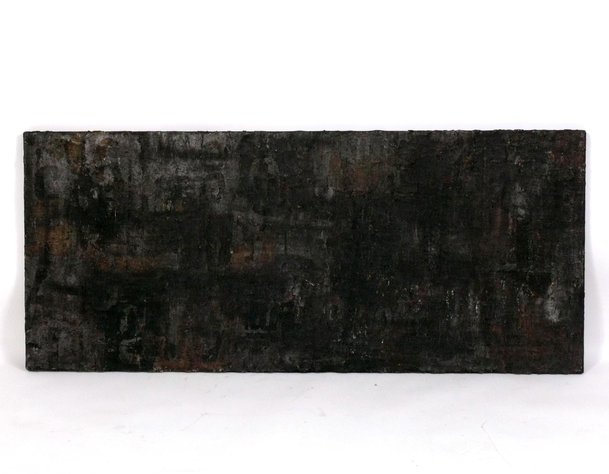 Mid-20th Century All Black Textural Abstract Painting, circa 1960s, Vertical or Horizonta For Sale