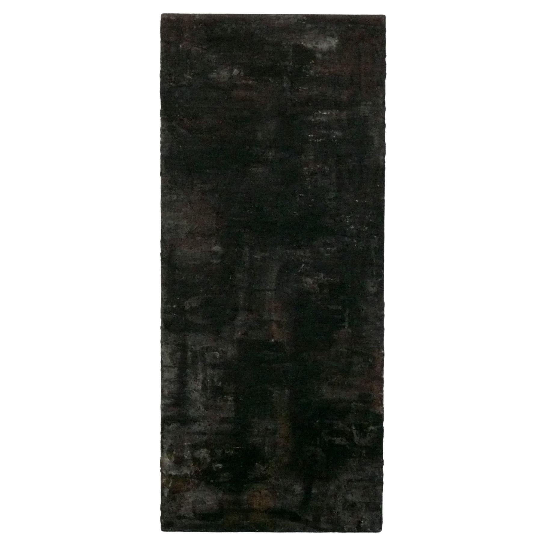 Schwarzes strukturiertes abstraktes Gemälde, ca. 1960er Jahre, 56" x 24" Vertikales oder horizontales Gemälde