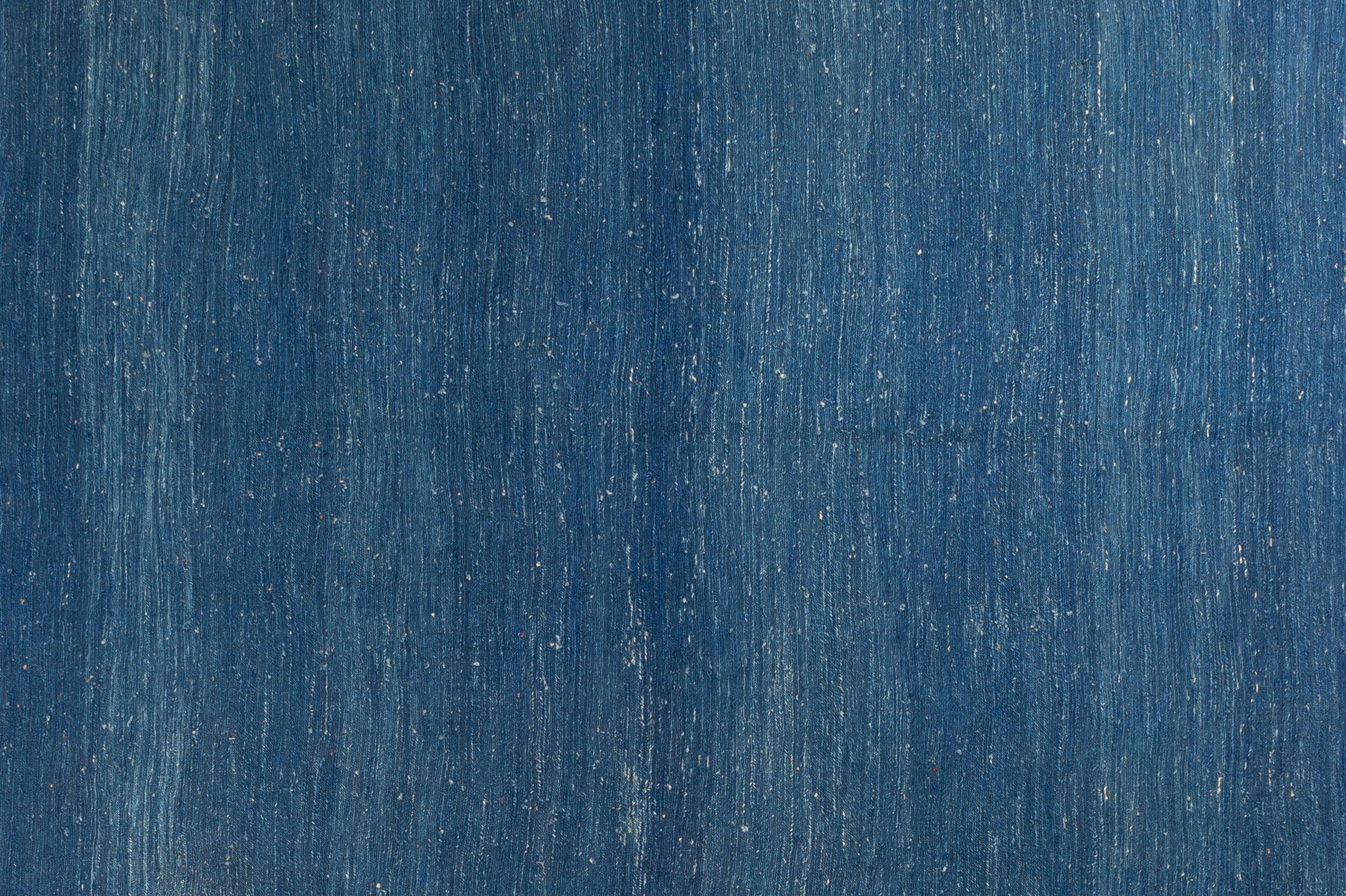 Contemporary All Blue Anatolian Kilim For Sale