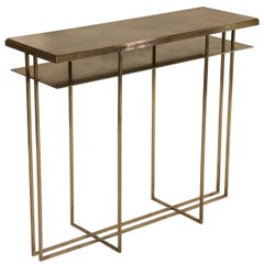 Cross Binate Console Table — Small —  All Patinated Brass — Made in Britain
