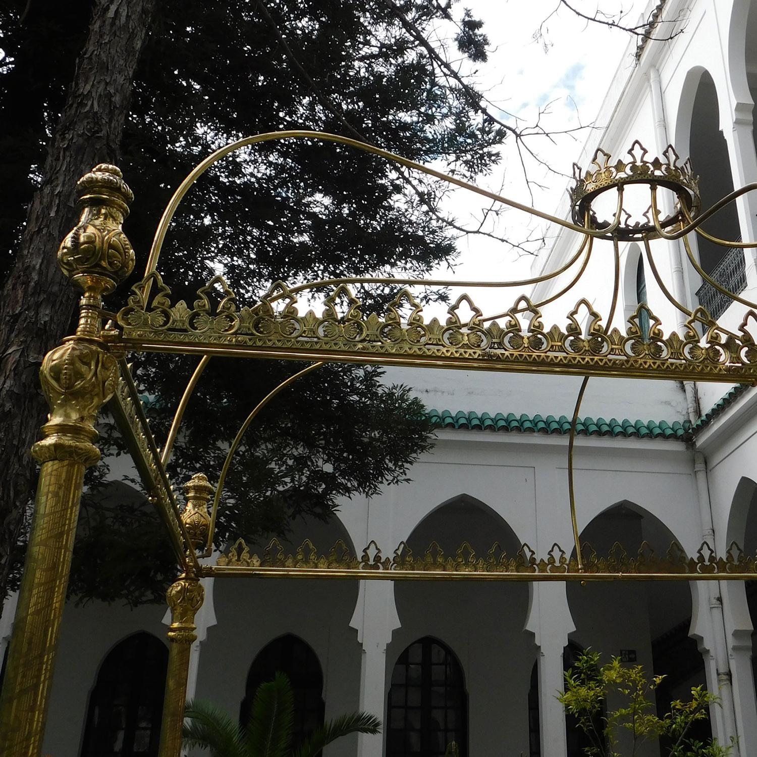 All Brass Crown and Canopy Four Poster Bed 2