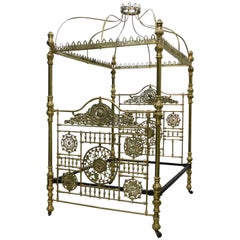 All Brass Crown and Canopy Four Poster Bed