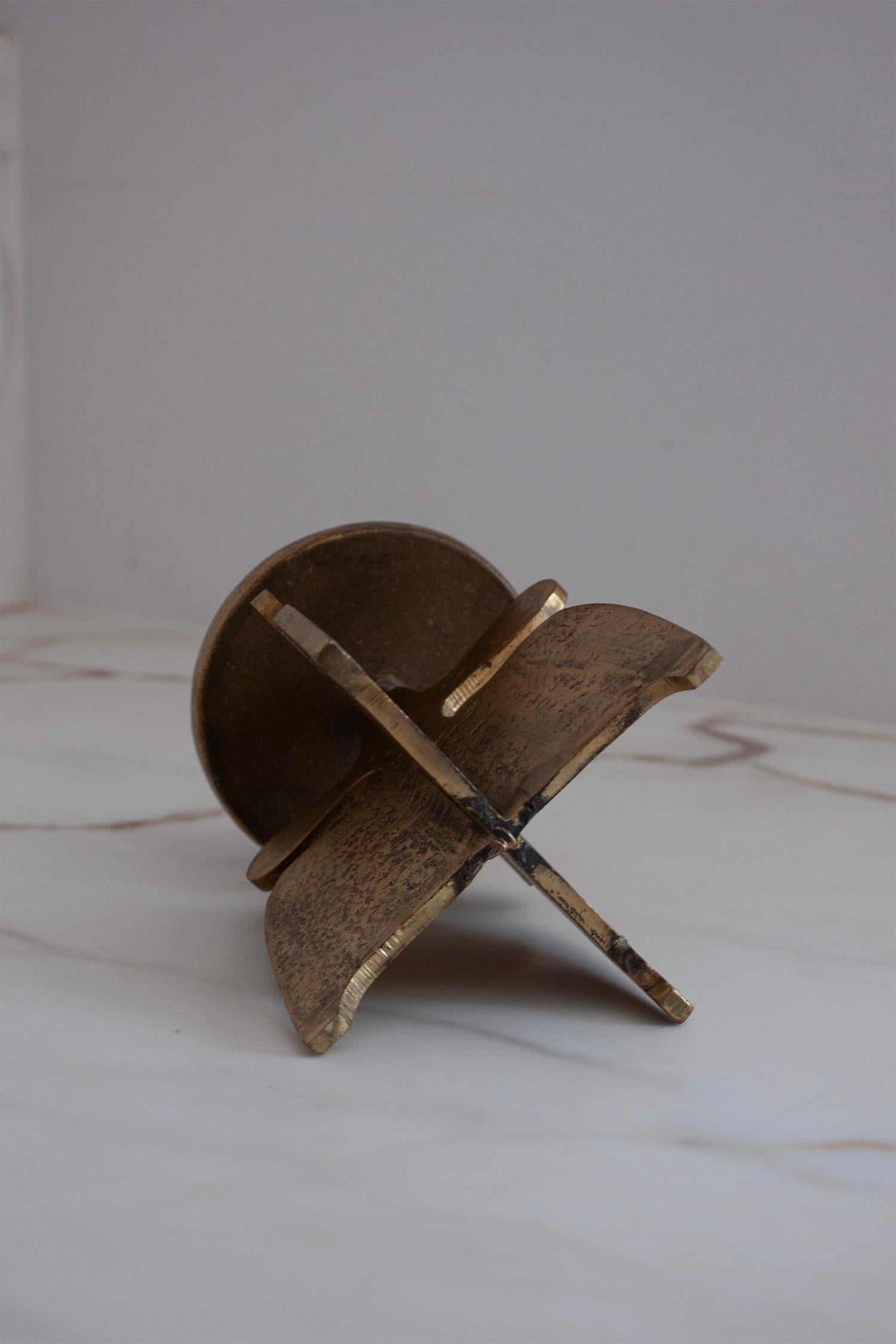 All Brass Midcentury Modern/ Brutalist European Candleholder (Messing) im Angebot