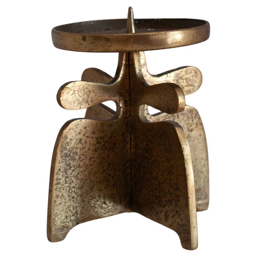 All Brass Midcentury Modern/ Brutalist European Candleholder im Angebot