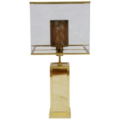 All Brass Rectangular Lamps with Plexiglass Lampshades