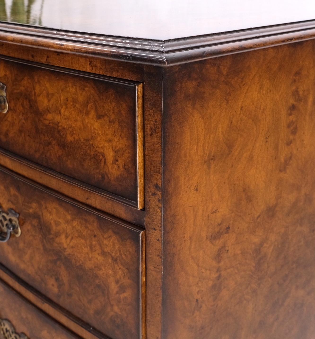 All Burl Wood Bracket Feet Bow Front Chippendale Style Dresser Commode Cabinet 1
