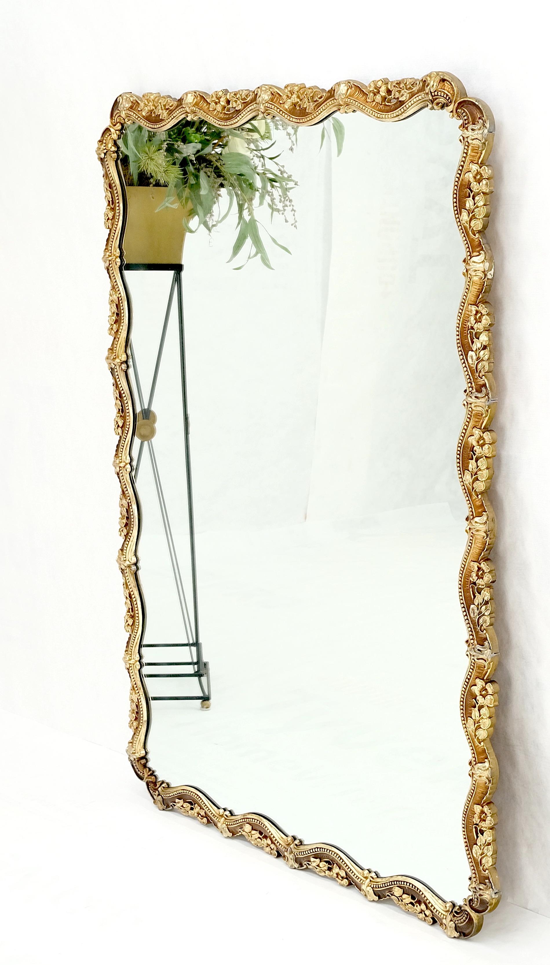 All Cast Silvered Metal Flower Pattern Frame Rectangle Wall Mirror Mint 1