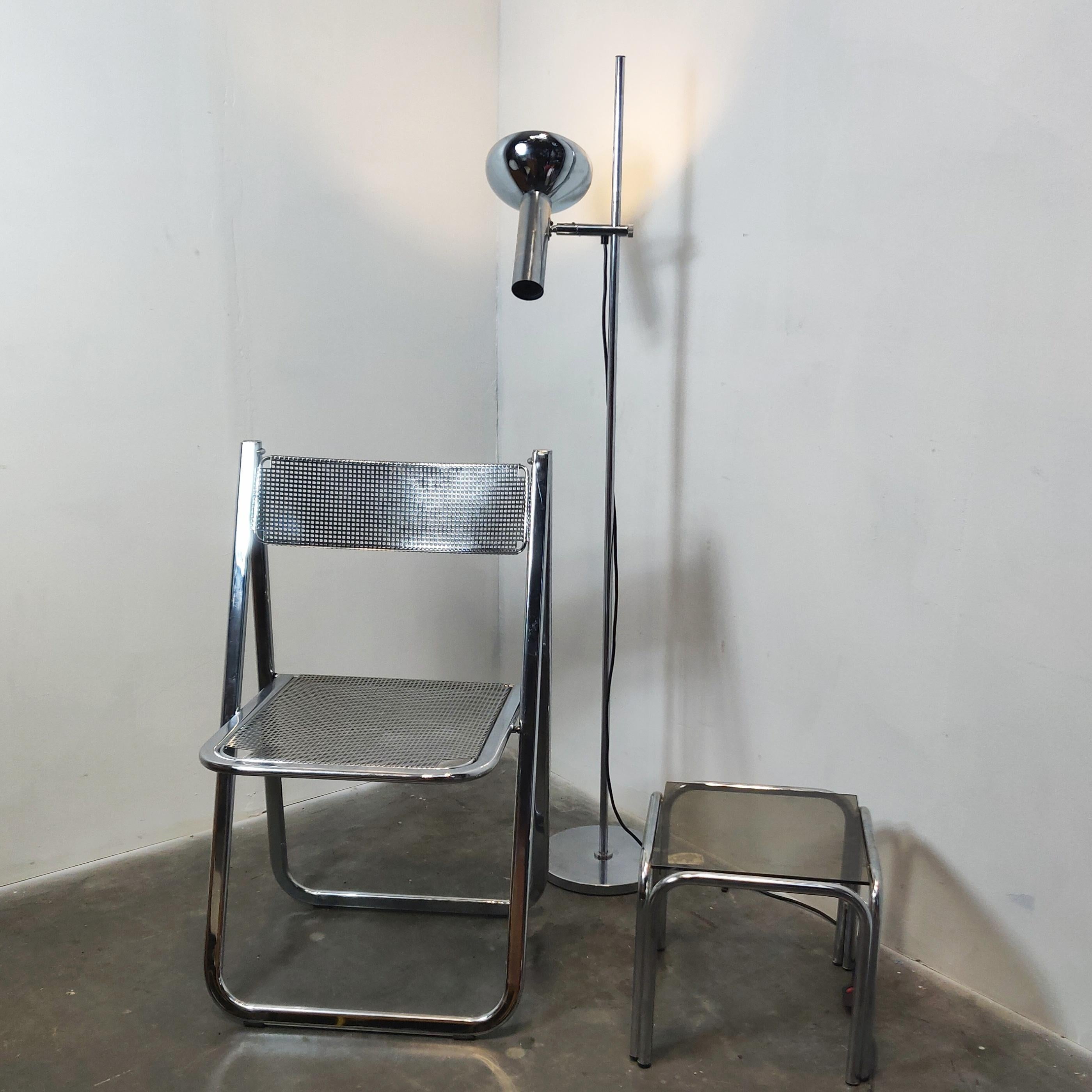 All Chrome Floor Lamp by Sölken Leuchte, 1960s For Sale 4