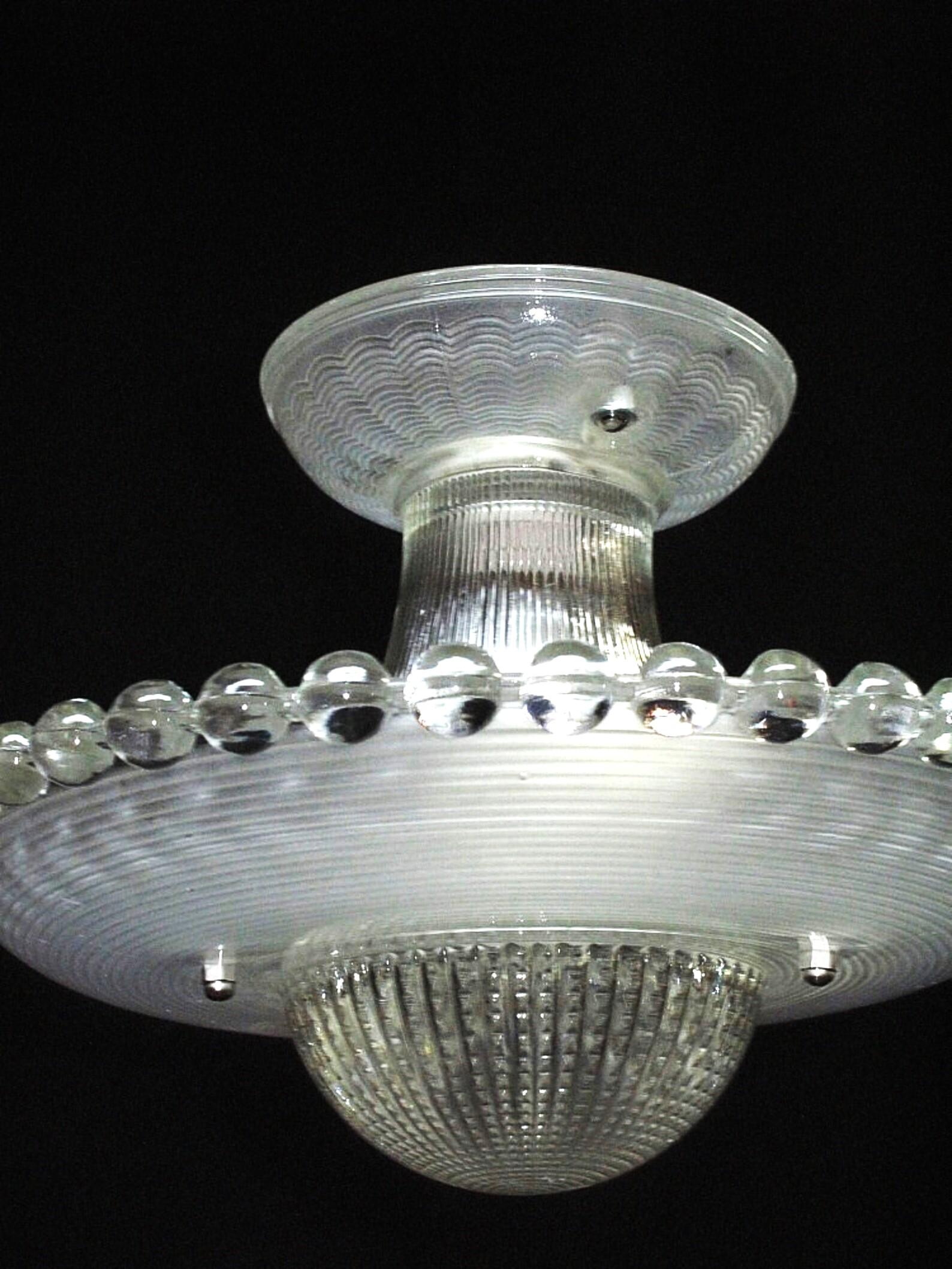 Mid-Century Modern All Crystal Glass Bed Bath Ceiling Fixture Vintage Lights For Sale